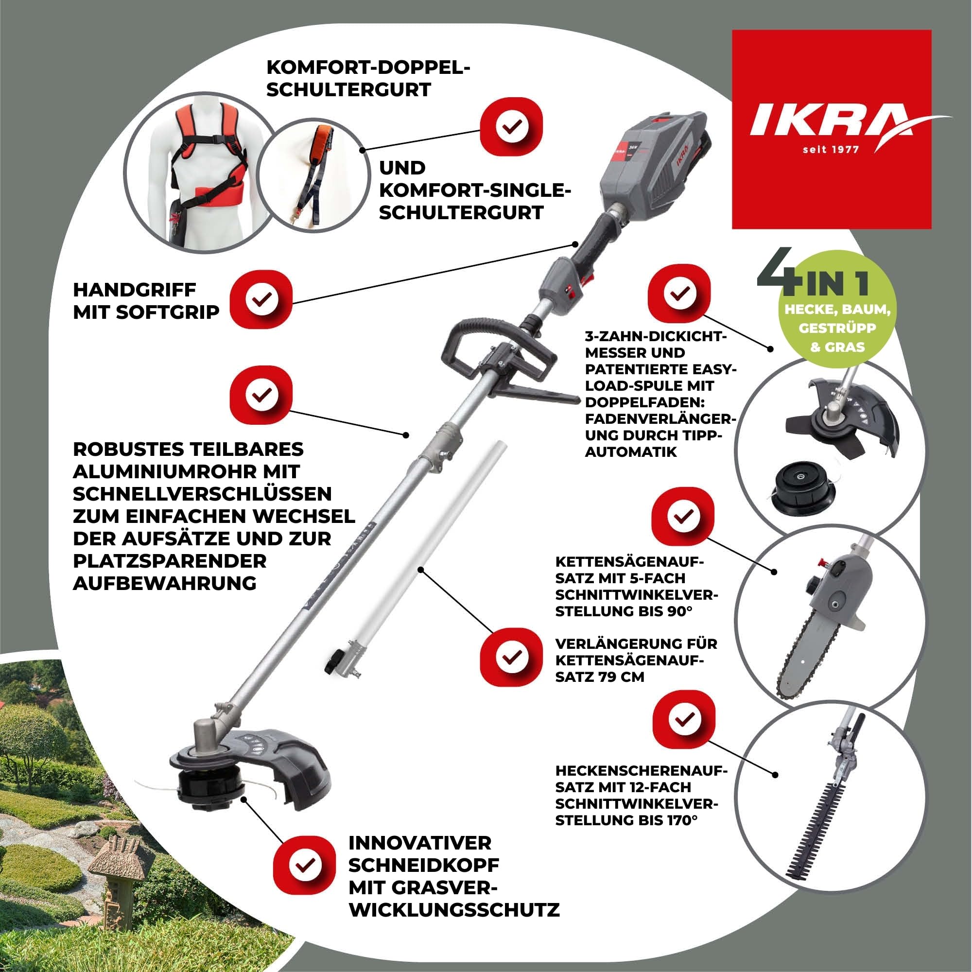 ikra-ib-mt-36-4in1-akku-multitool-mit-rasentrimmer-freischneider-heckenschere-un image 3