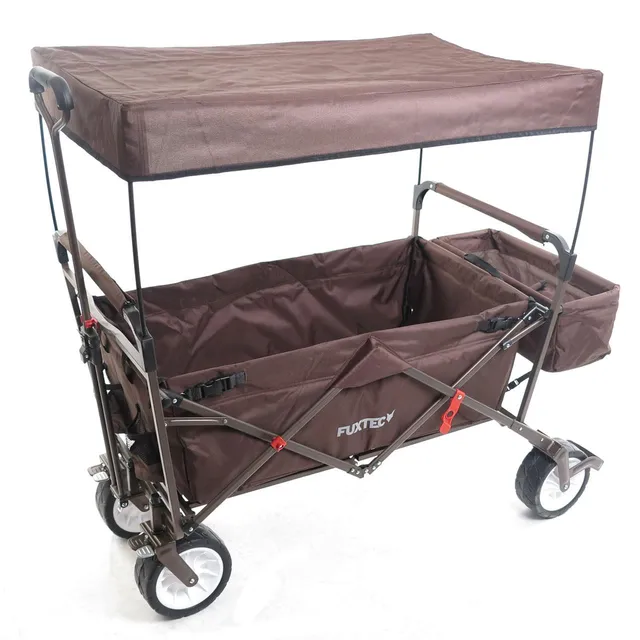 fuxtec-bollerwagen-jw-76cbr-braun-mit-sonnendach-b-ware-faltbar image 1