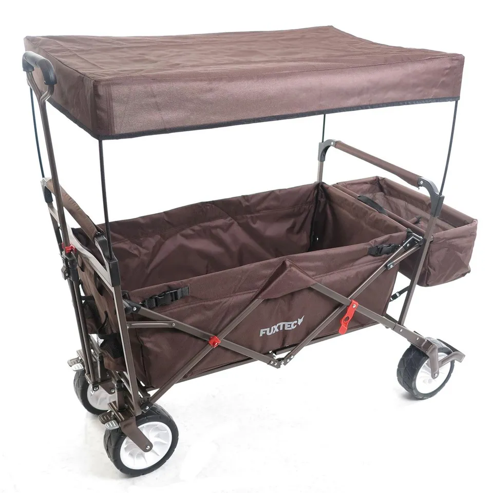 fuxtec-bollerwagen-jw-76cbr-braun-mit-sonnendach-b-ware-faltbar image 1