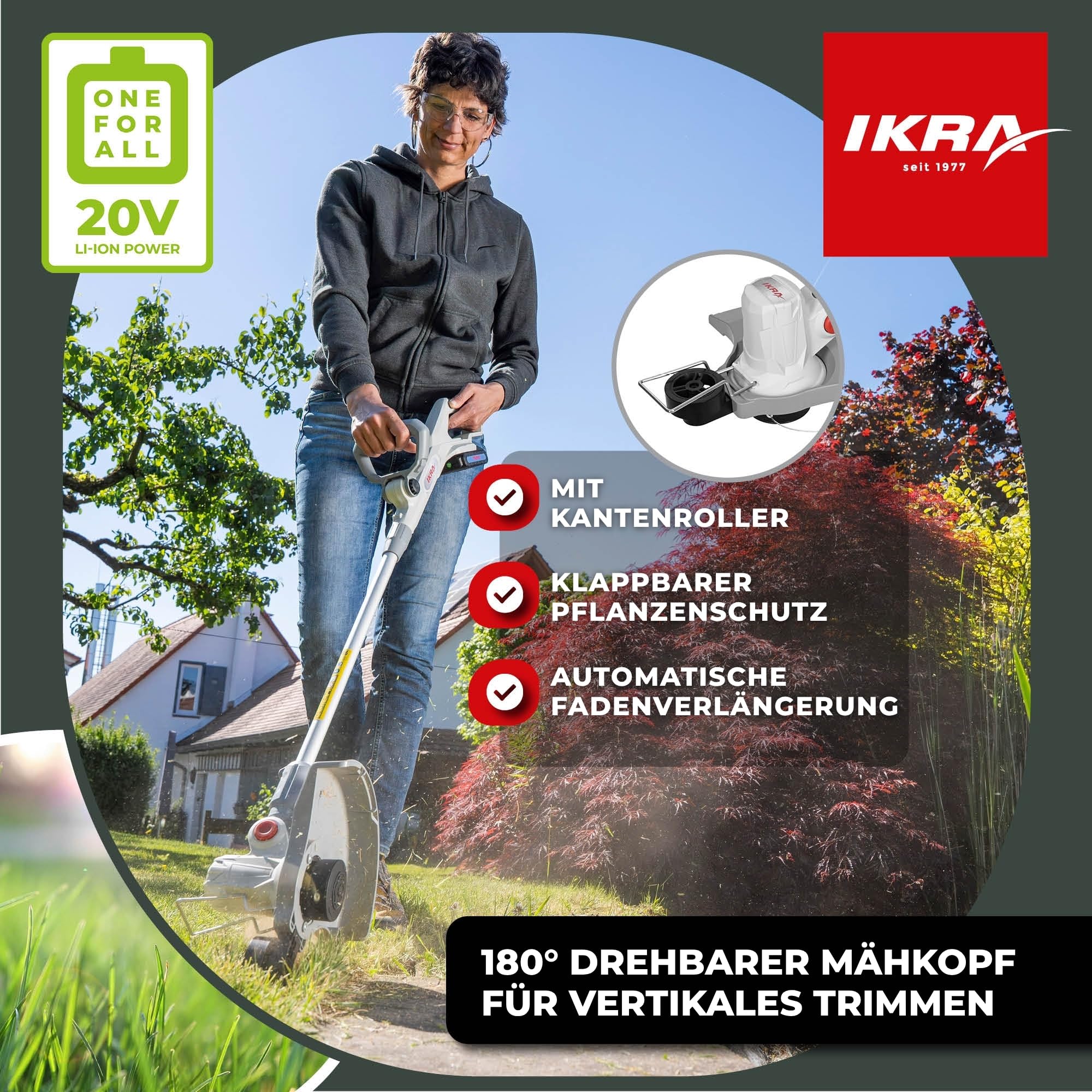 ikra-2in1-akku-rasentrimmer-iart-2030-f-20-v-30-cm-mit-m-heraufsatz image 3