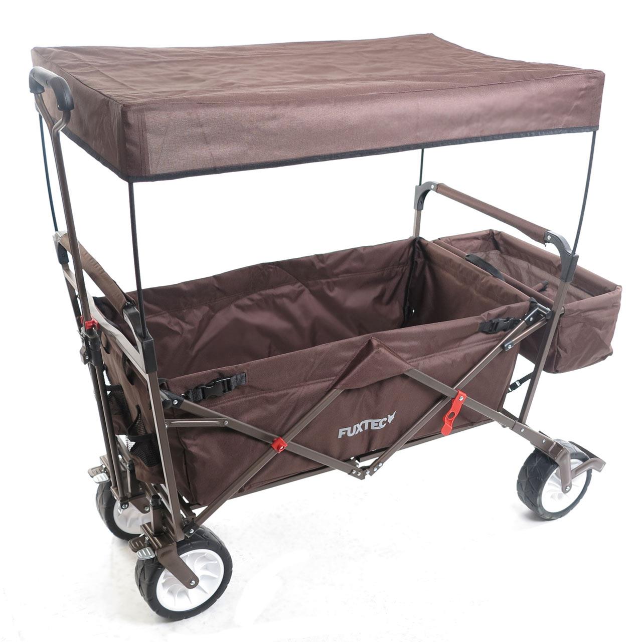 fuxtec-bollerwagen-jw-76cbr-braun-mit-sonnendach-b-ware-faltbar image 1