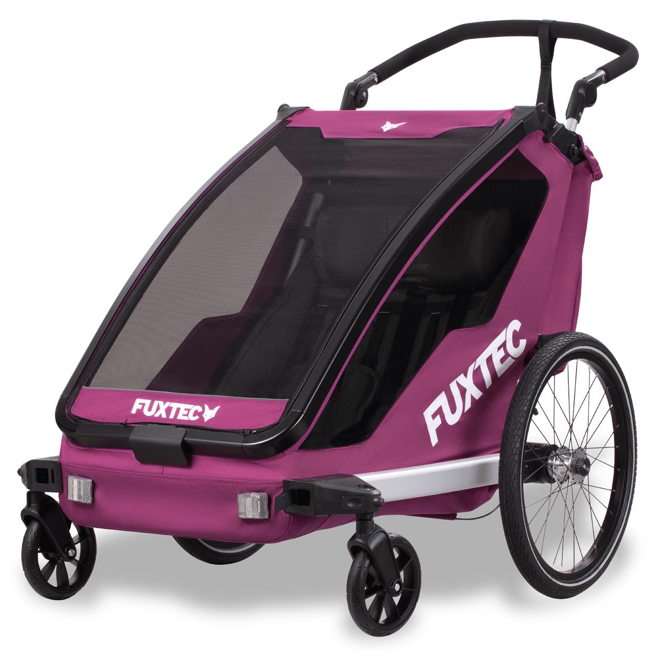fuxtec-fahrradanh-nger-jogger-sportfux-fx-fa1-set-purpur-mit-jogger-rad image 2