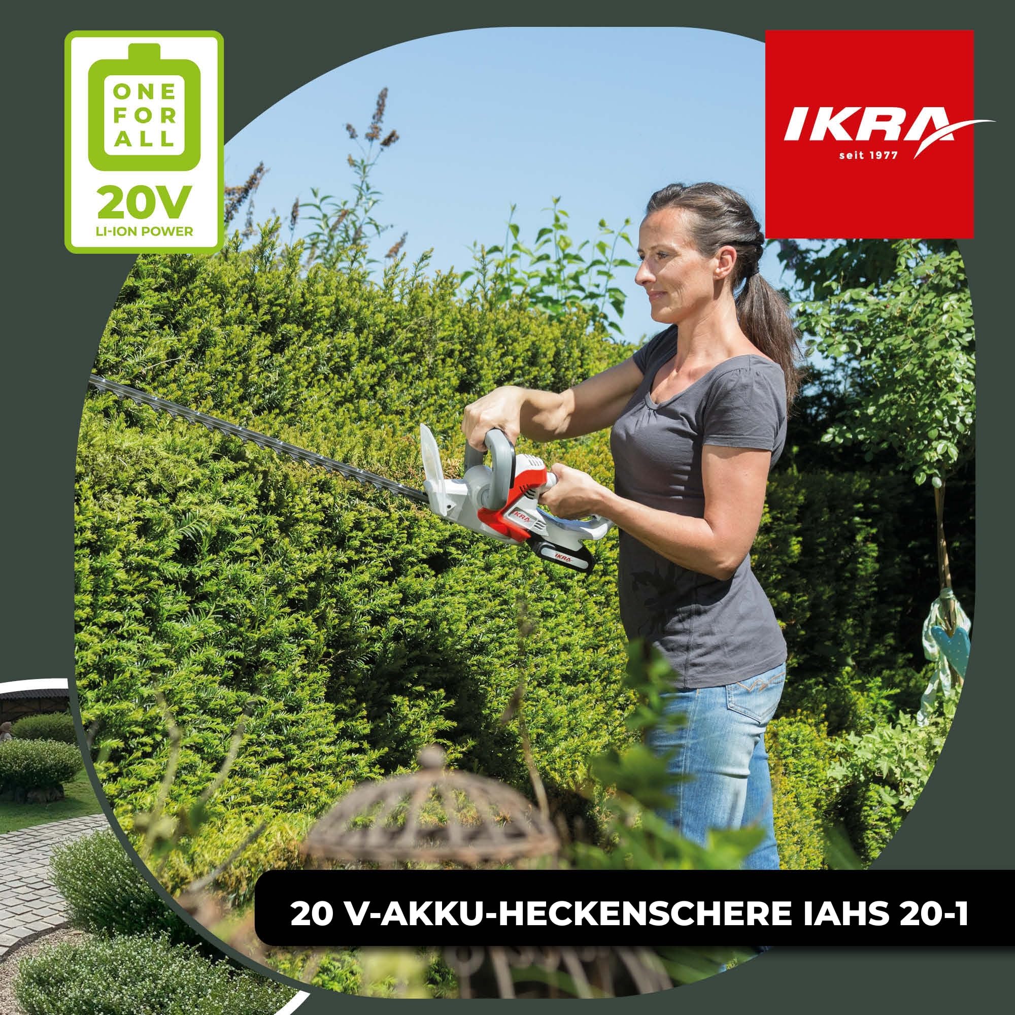 ikra-heckenschere-iahs-20-1-20v-inkl-2-akkus-schnellladeger-t image 2