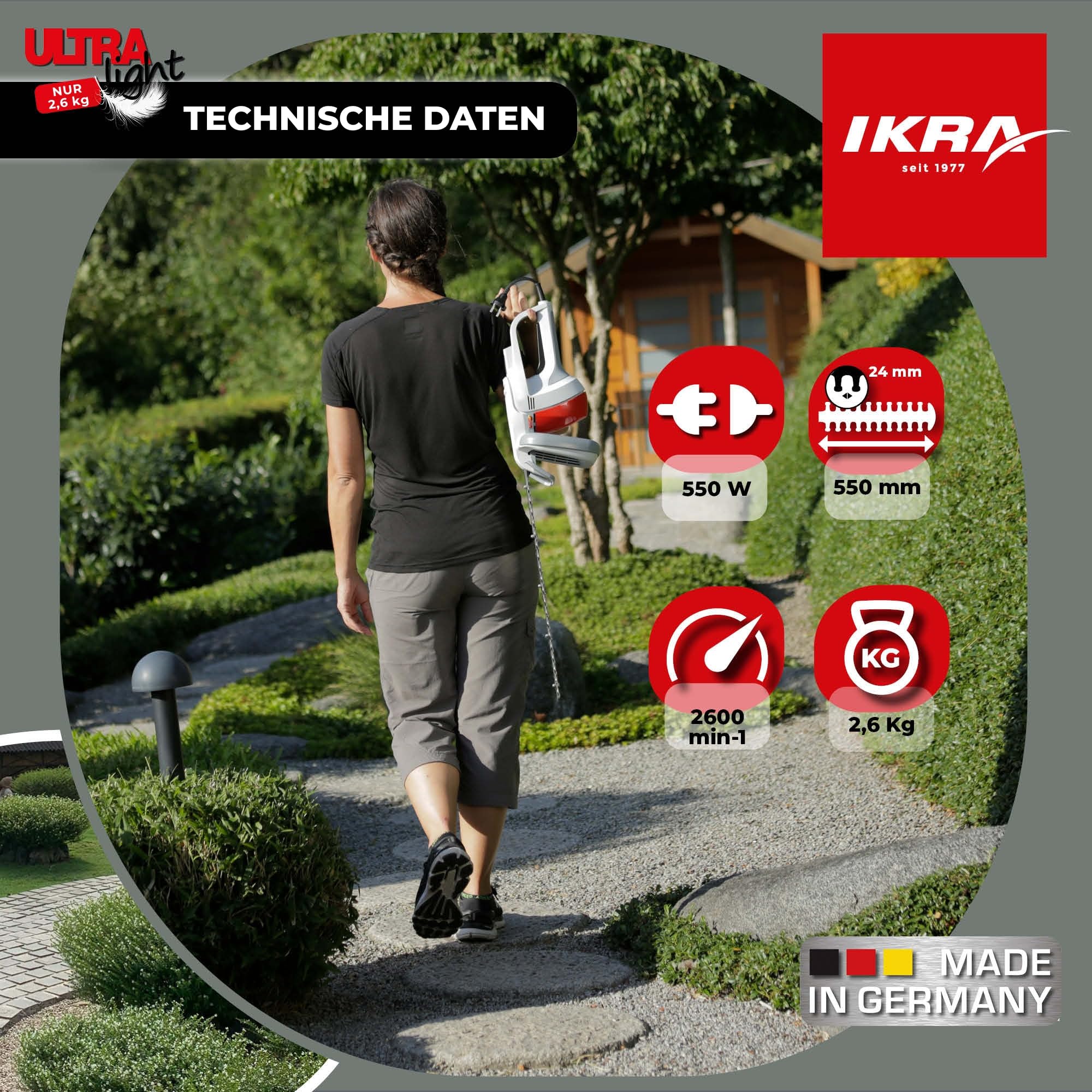 ikra-ultralight-fhs-1555-elektro-heckenschere-55-cm-schnittl-nge-2-6-kg-inkl-pfl image 7