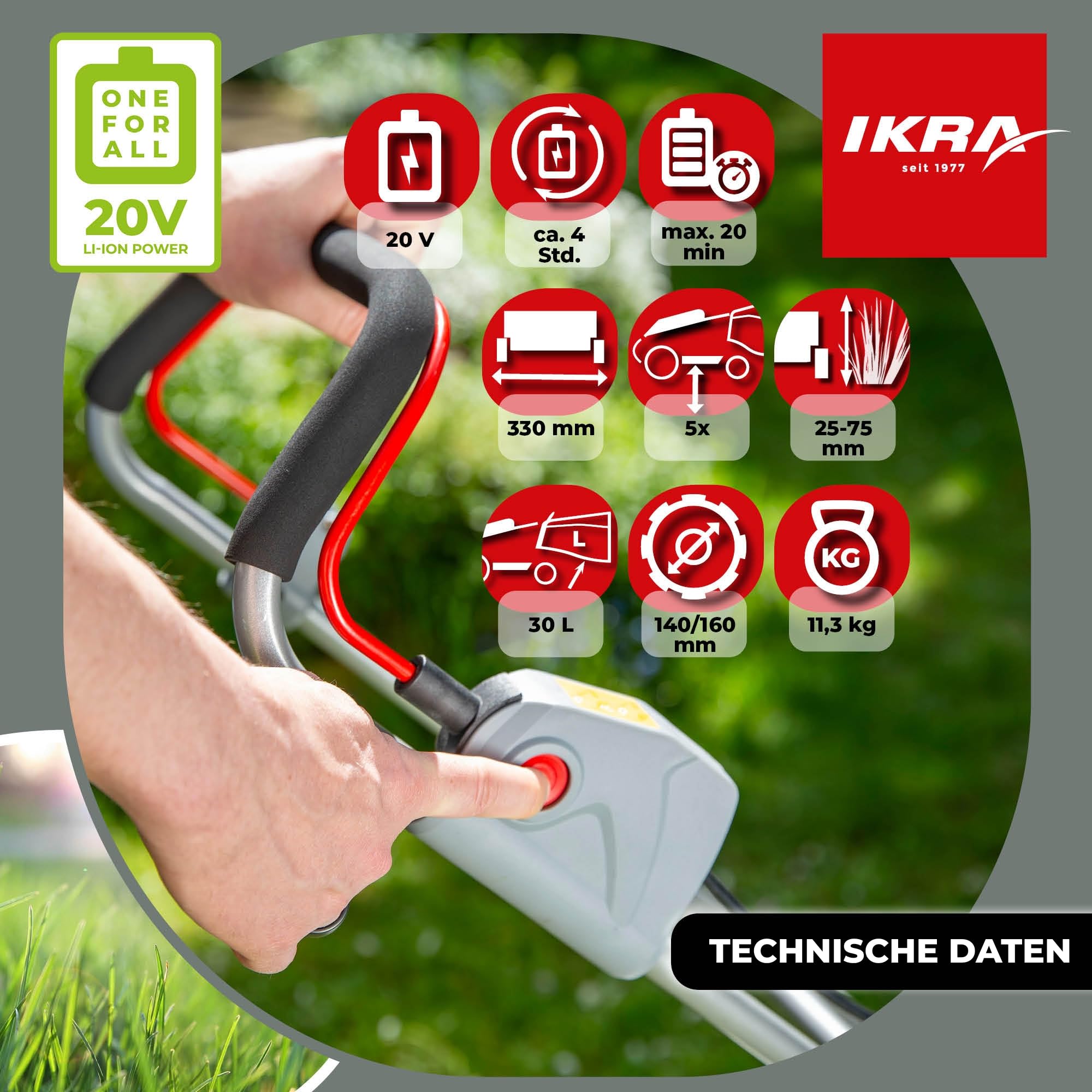ikra-icm-2033-akku-rasenm-her-33-cm-20v-inkl-2-akkus image 5