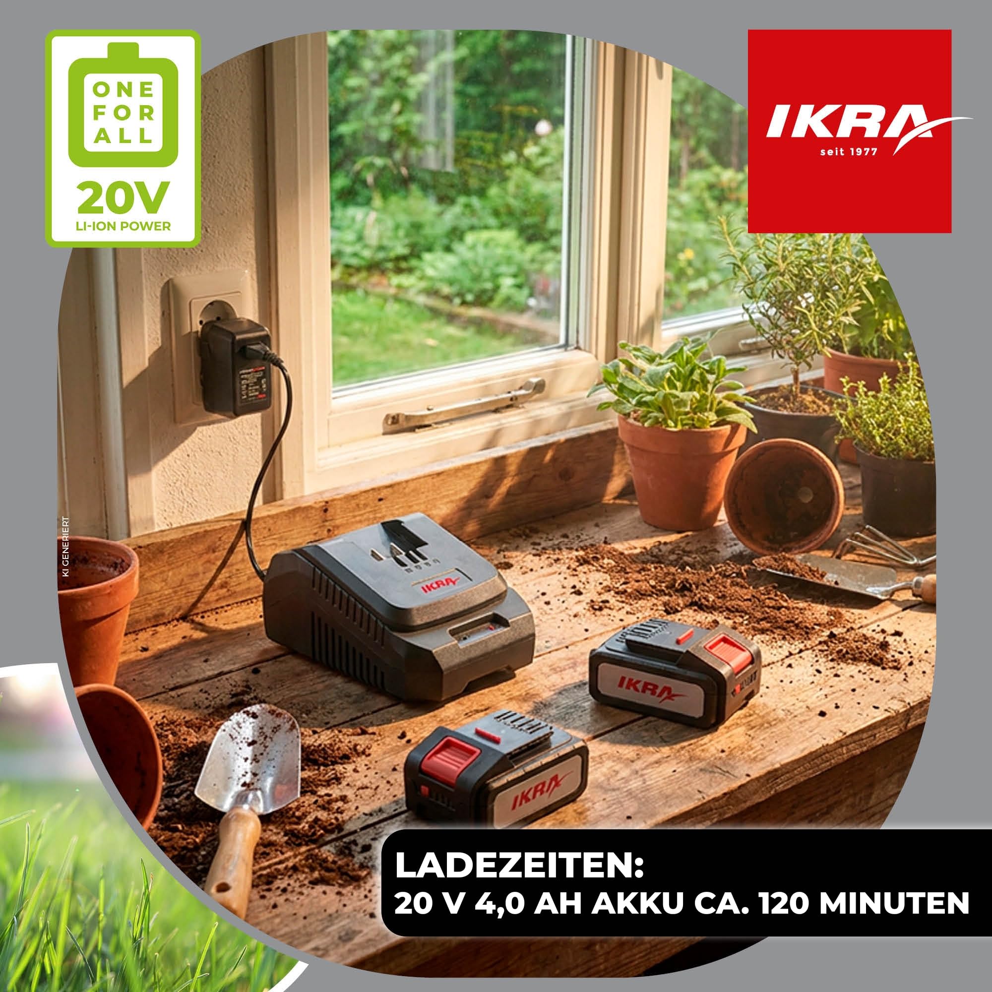 ikra-20v-akku-schnell-ladeger-t-ladestation-mit-led-anzeige image 4