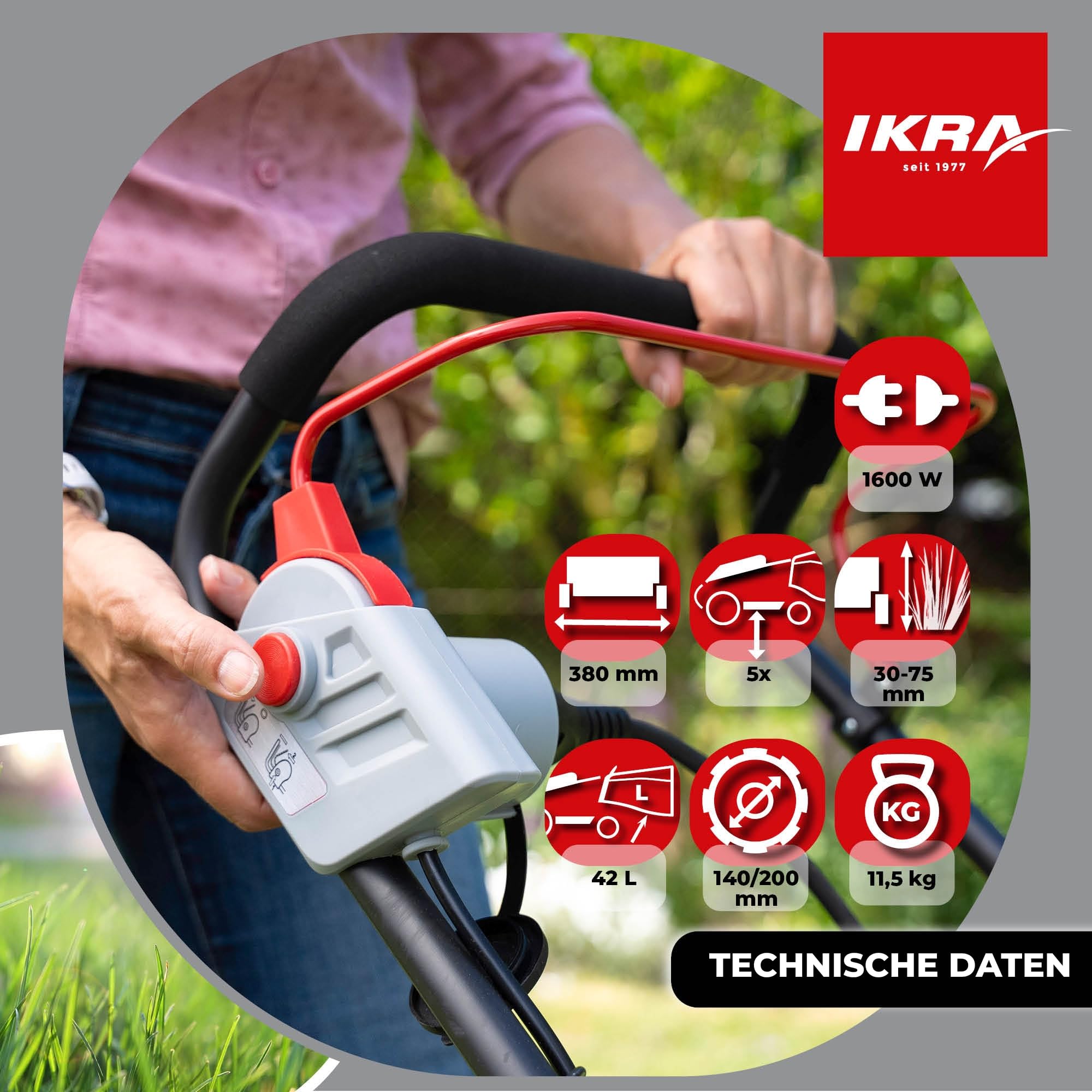 ikra-ierm-1638-1-elektro-rasenm-her-1600w-38cm-schnittbreite image 5