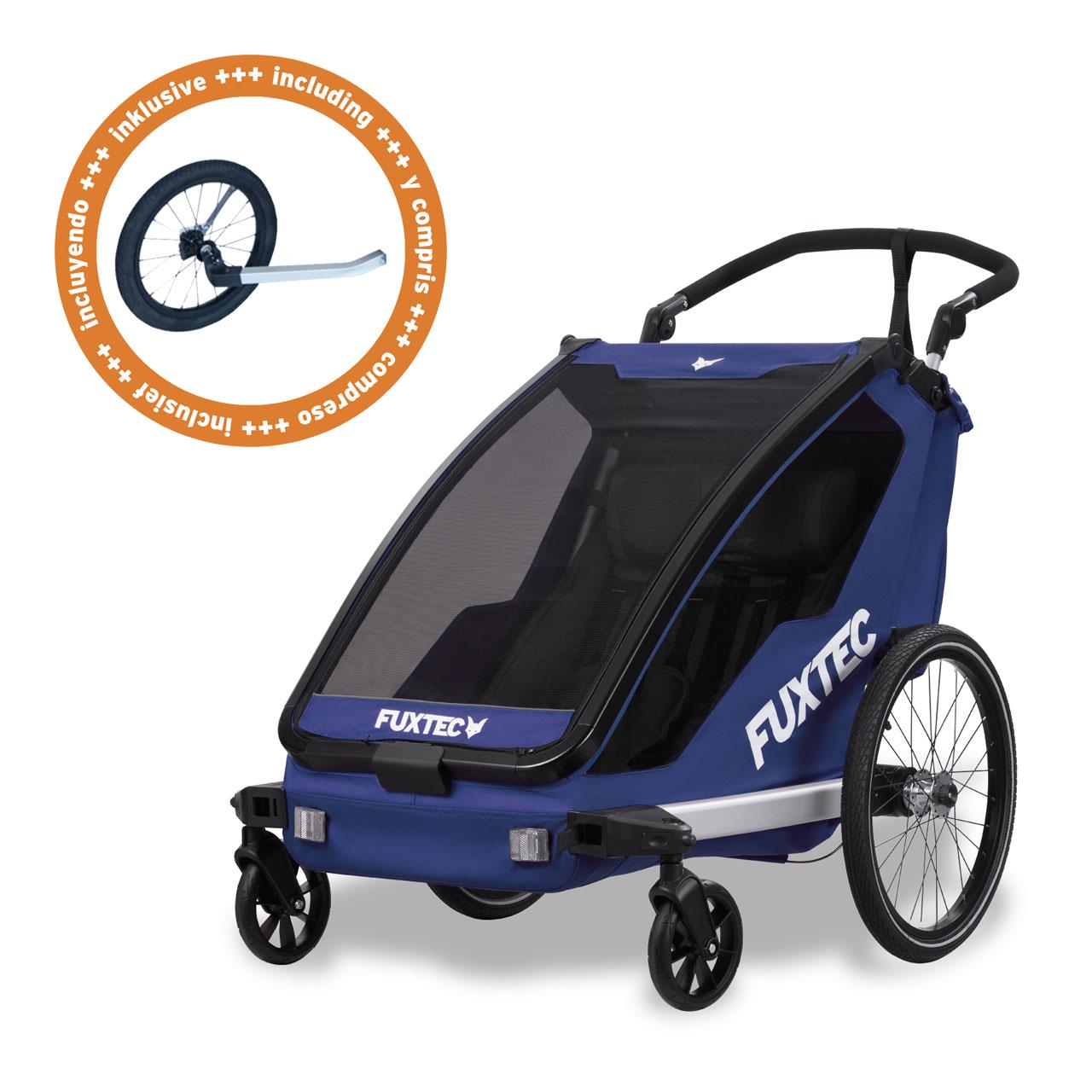 fuxtec-fahrradanh-nger-jogger-sportfux-fx-fa1-set-blau-mit-jogger-rad image 1
