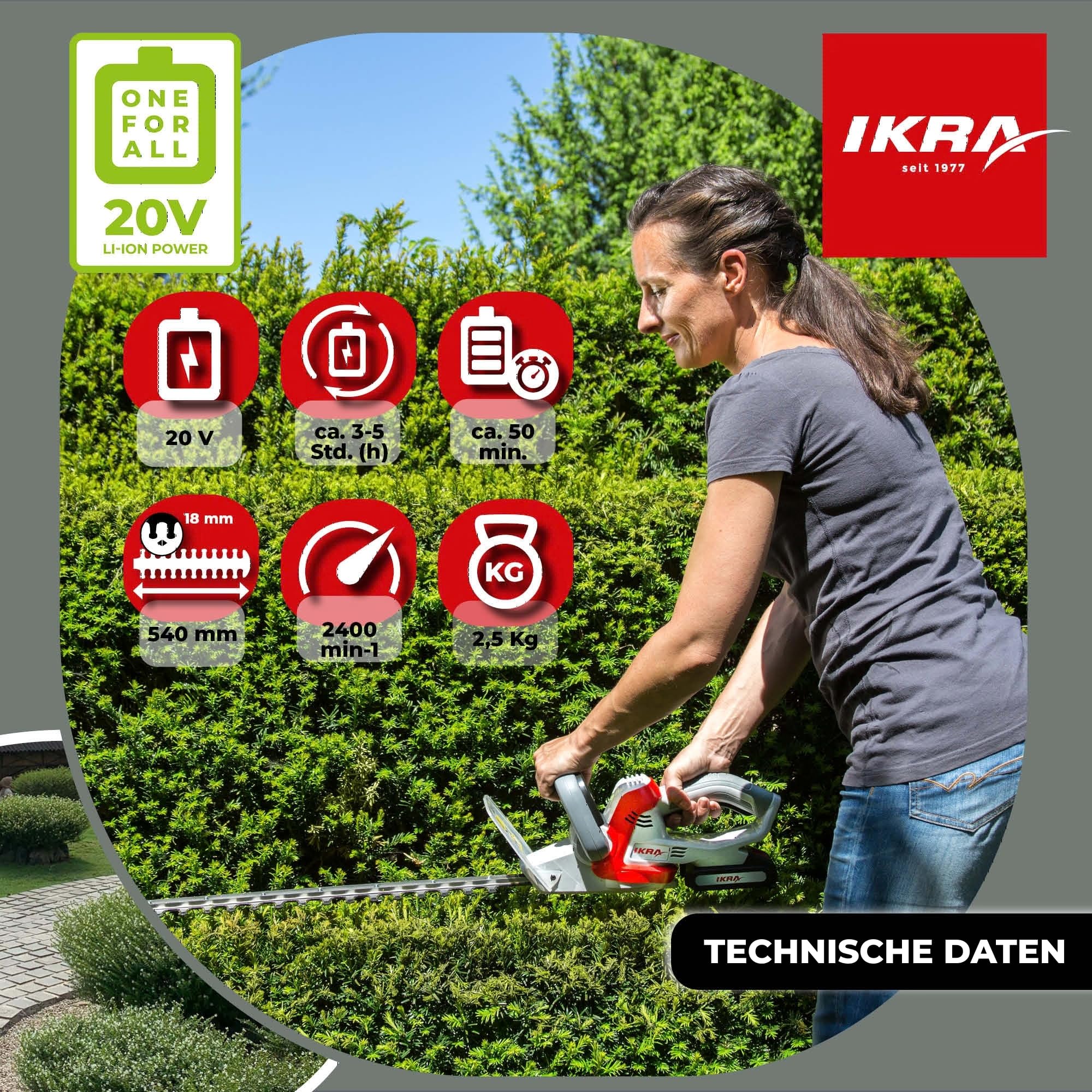 ikra-iahs-20-1-akku-heckenschere-54-cm-inkl-20v-akku-ladeger-t image 5