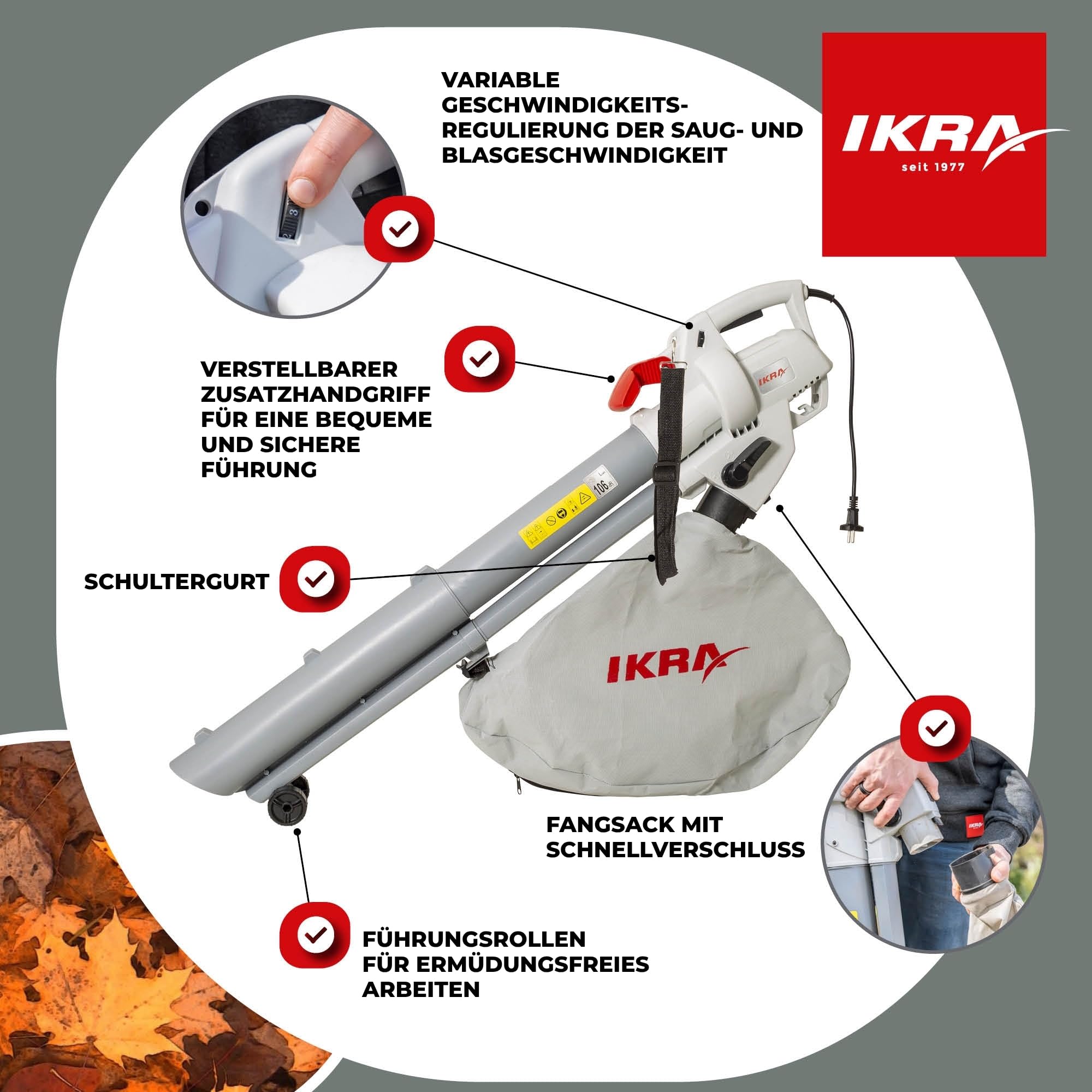 ikra-ibv-3000-elektro-laubsauger-laubbl-ser-laubh-cksler-3in1-3000w image 6