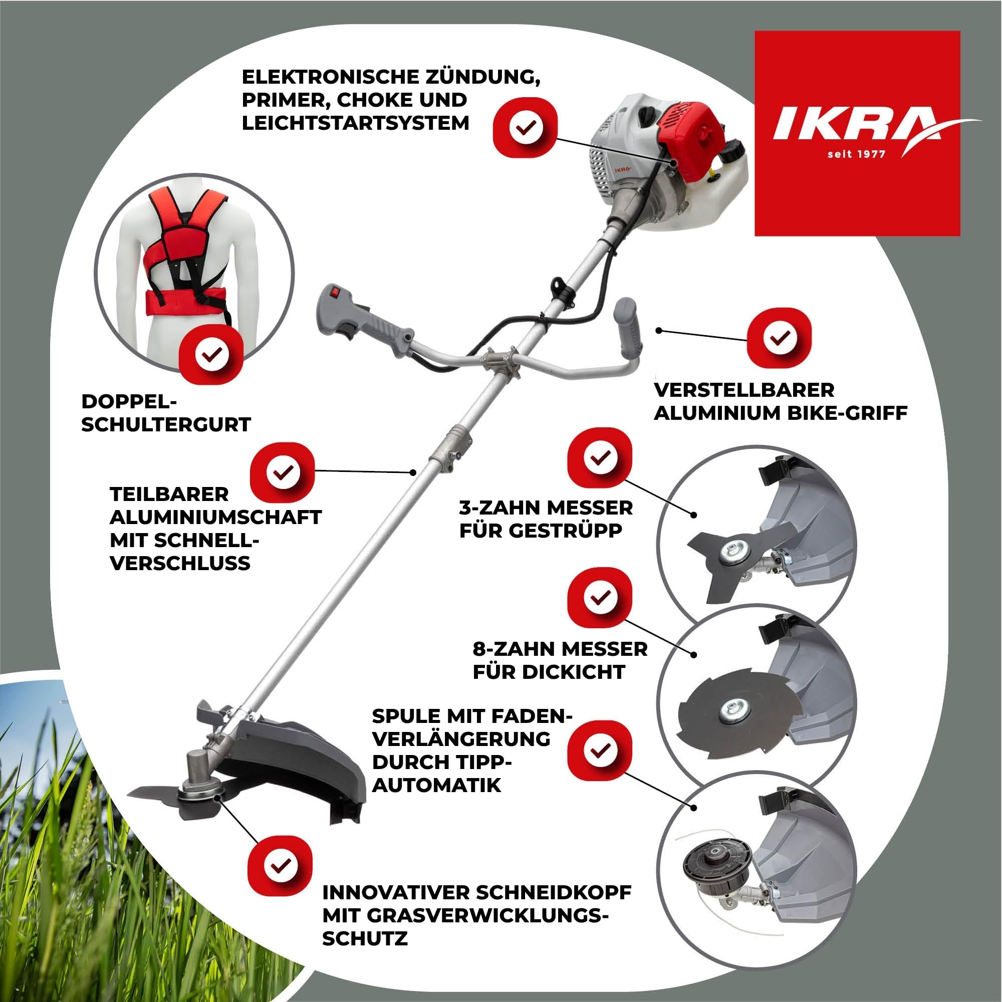 ikra-ibf-4342-benzin-freischneider-42-7-cm-1-25-kw-mit-fadenspulen-und-dickichtm image 6