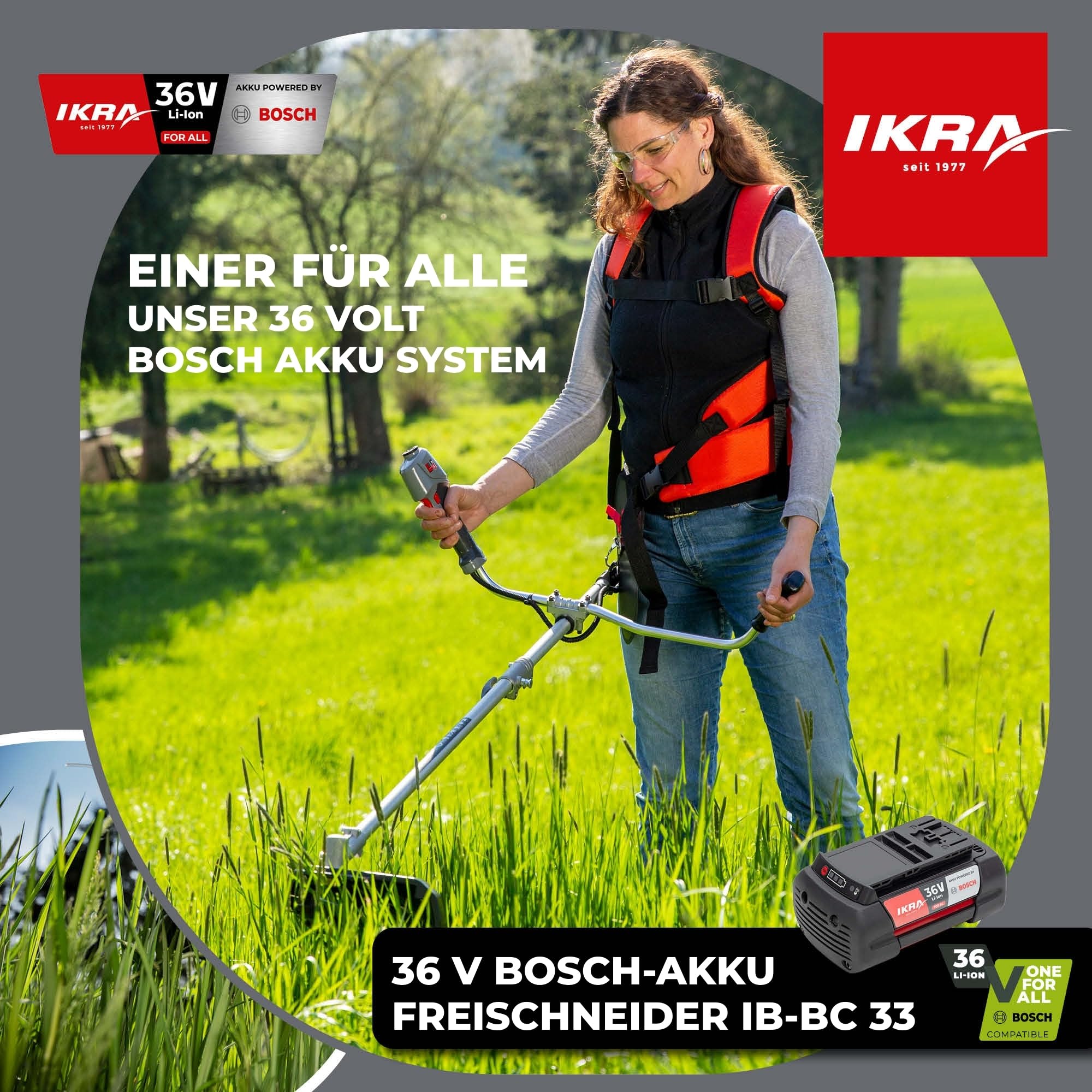 ikra-akku-freischneider-ib-bc-33-36v-4ah-bosch-akku-ladeger-t-3in1 image 2