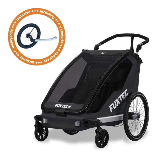 fuxtec-sportfux-fx-fa1-fahrradanh-nger-jogger-f-r-2-kinder-mit-jogger-rad-in-sch image 1