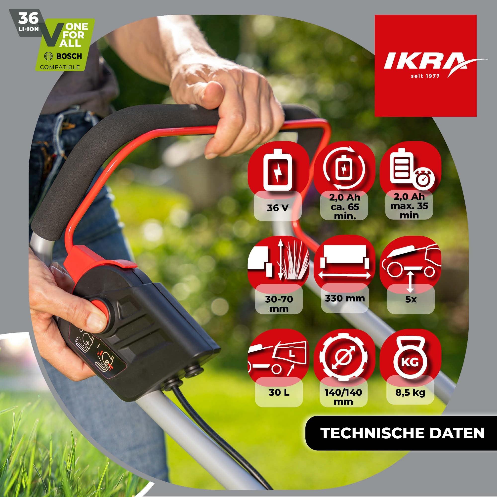ikra-ib-lm-33-akku-rasenm-her-33-cm-ohne-36v-bosch-akku-und-ladeger-t image 7