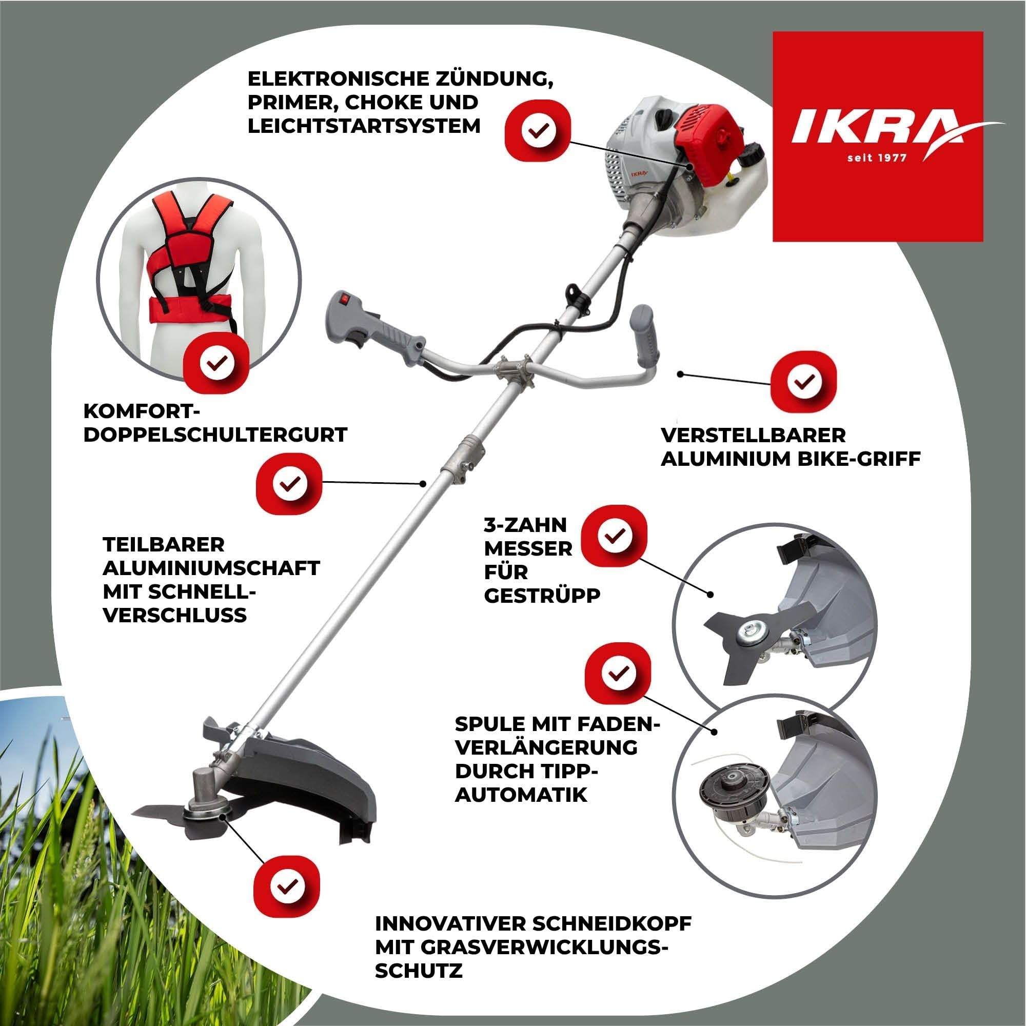 ikra-ibf-4342-benzin-freischneider-42-7-cm-1-25-kw-42-cm-faden-25-5-cm-messer image 6