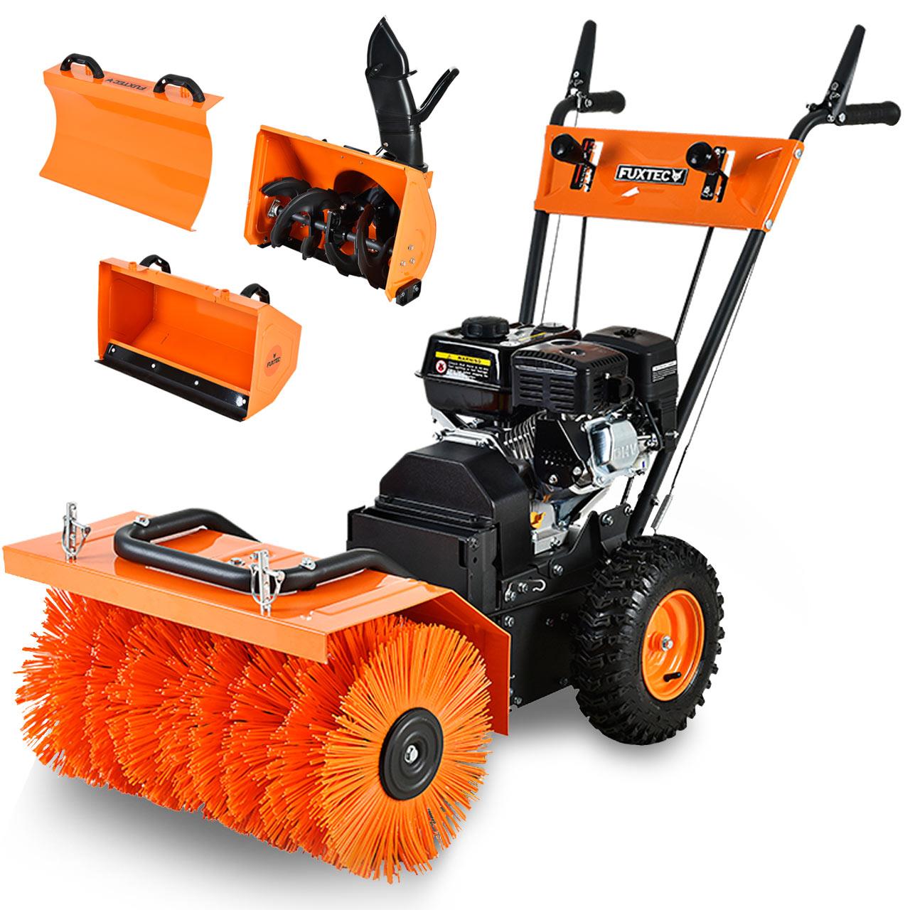 fuxtec-benzin-kehrmaschine-fx-km196-set1-mit-schneefr-se-schneeschild-und-sammel image 1