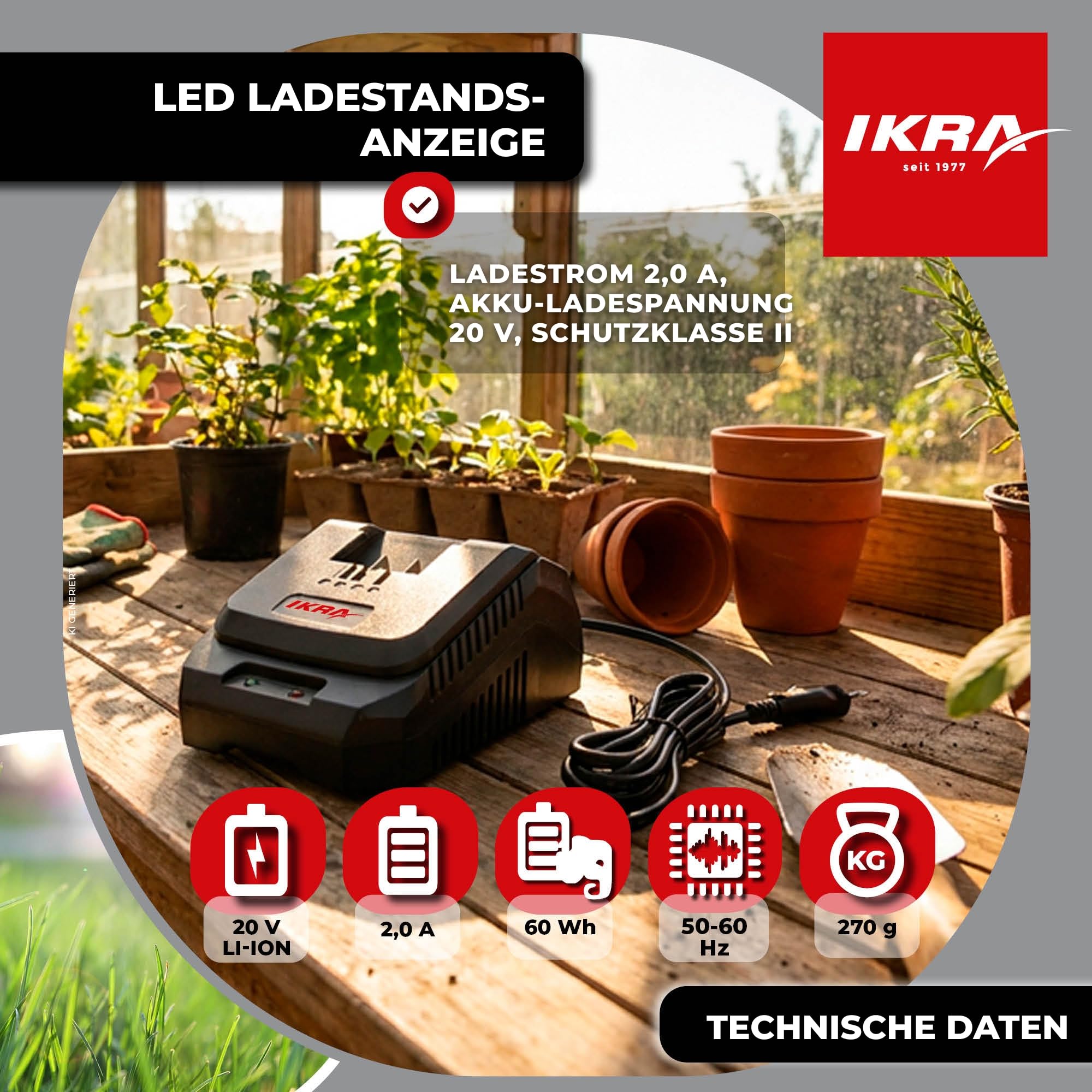 ikra-20v-akku-schnell-ladeger-t-ladestation-mit-led-anzeige image 5