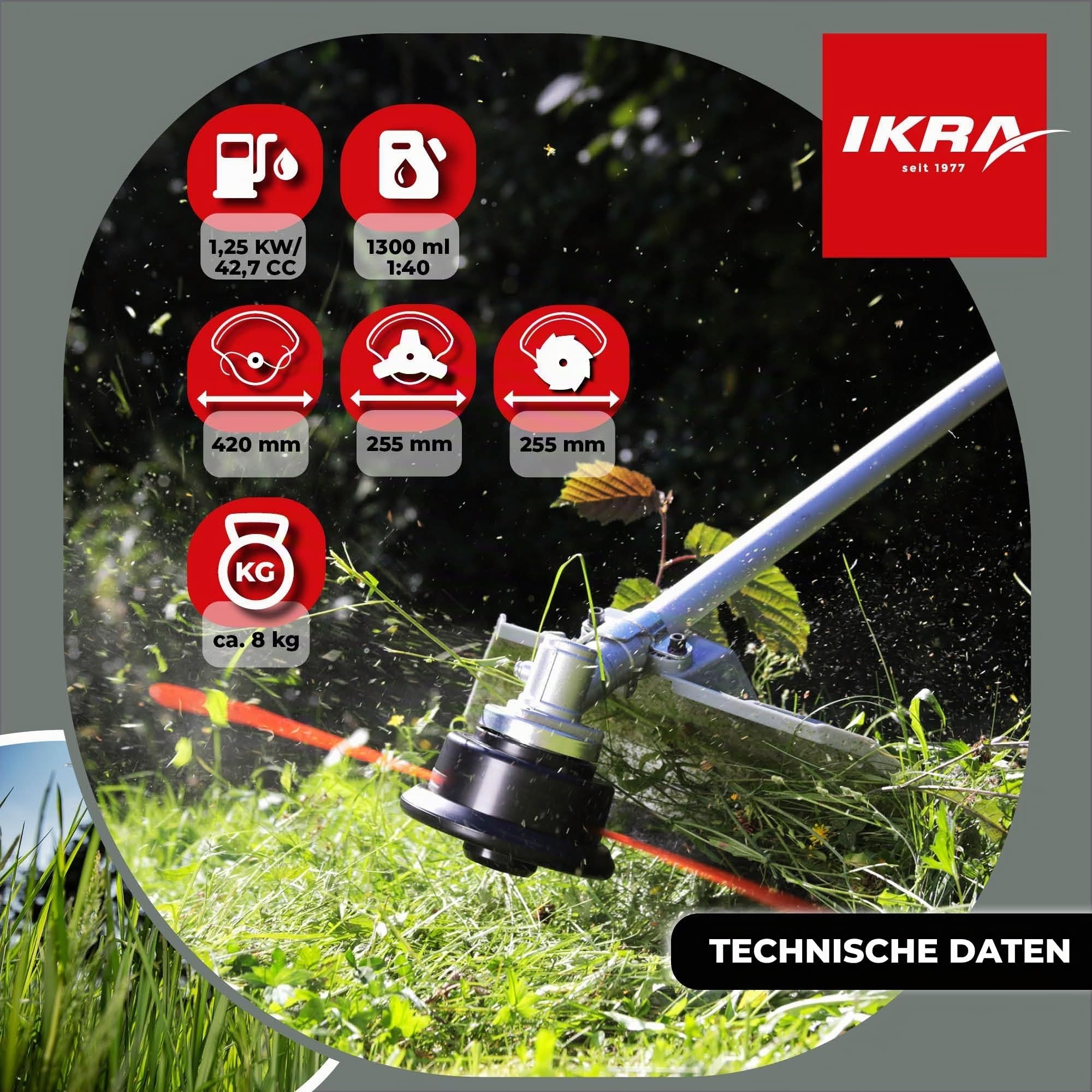ikra-ibf-4342-benzin-freischneider-42-7-cm-1-25-kw-mit-fadenspulen-und-dickichtm image 5