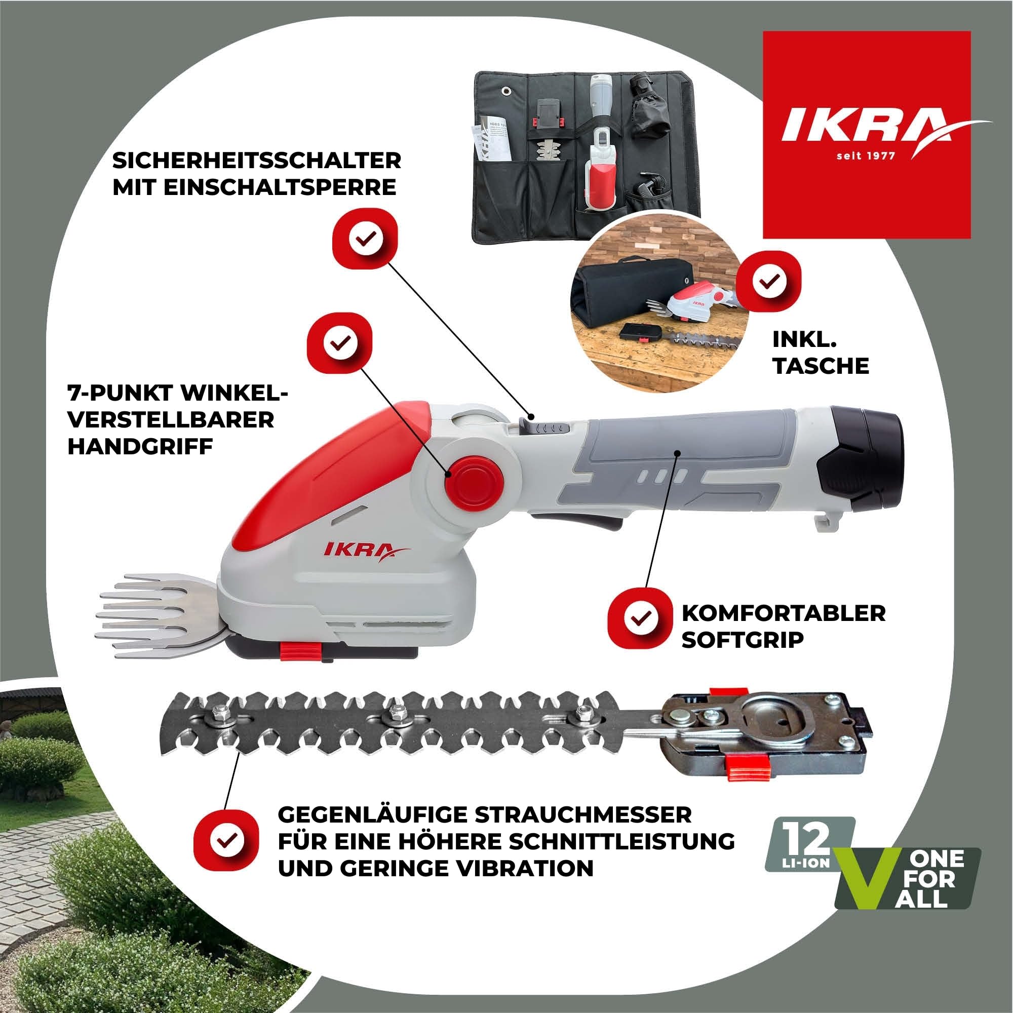 ikra-igbs-1210-2in1-akku-grasschere-strauchschere-12v-inkl-akku-ladeger-t-tasche image 6