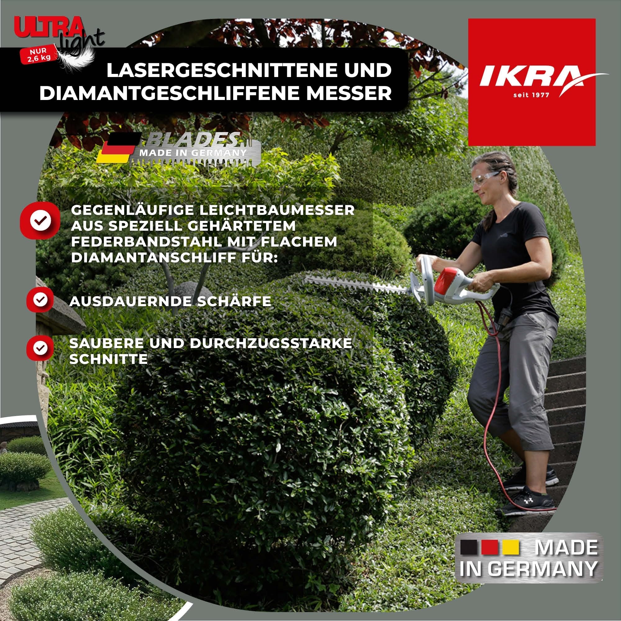ikra-ultralight-fhs-1555-elektro-heckenschere-55-cm-schnittl-nge-2-6-kg-inkl-pfl image 4