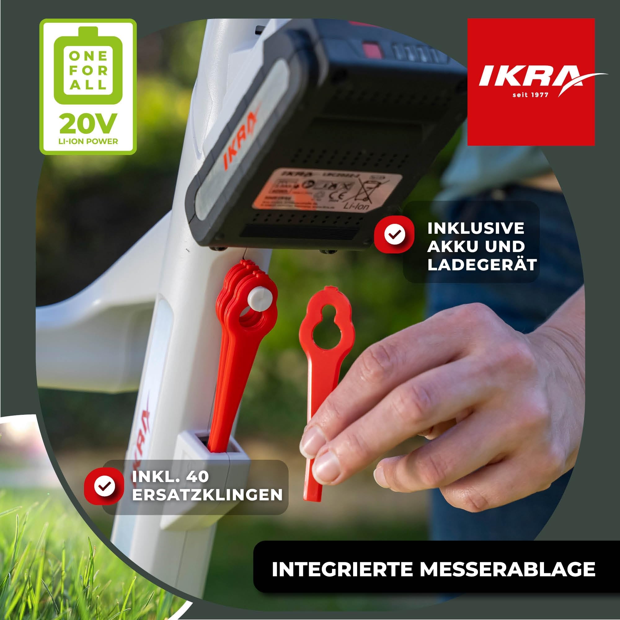 ikra-2in1-akku-rasentrimmer-iart-2025-inkl-akku-20v-2-0ah-ladeger-t-2-fadenspule image 3