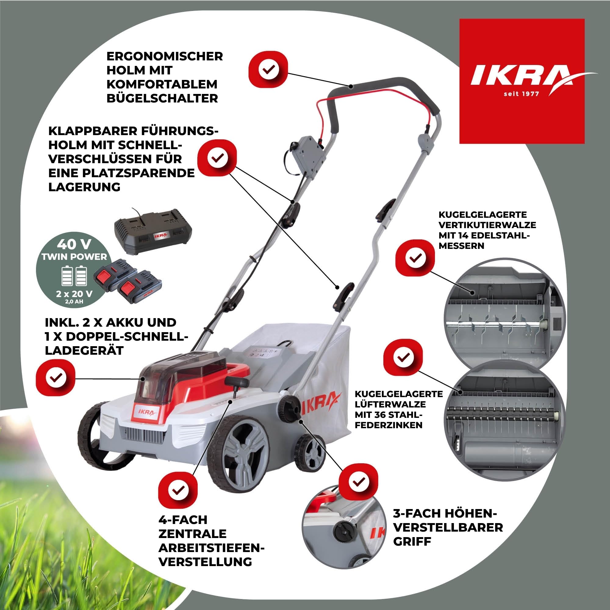 ikra-iavl-2-2032-akku-vertikutierer-3in1-32-cm-40v-mit-2-akkus image 6