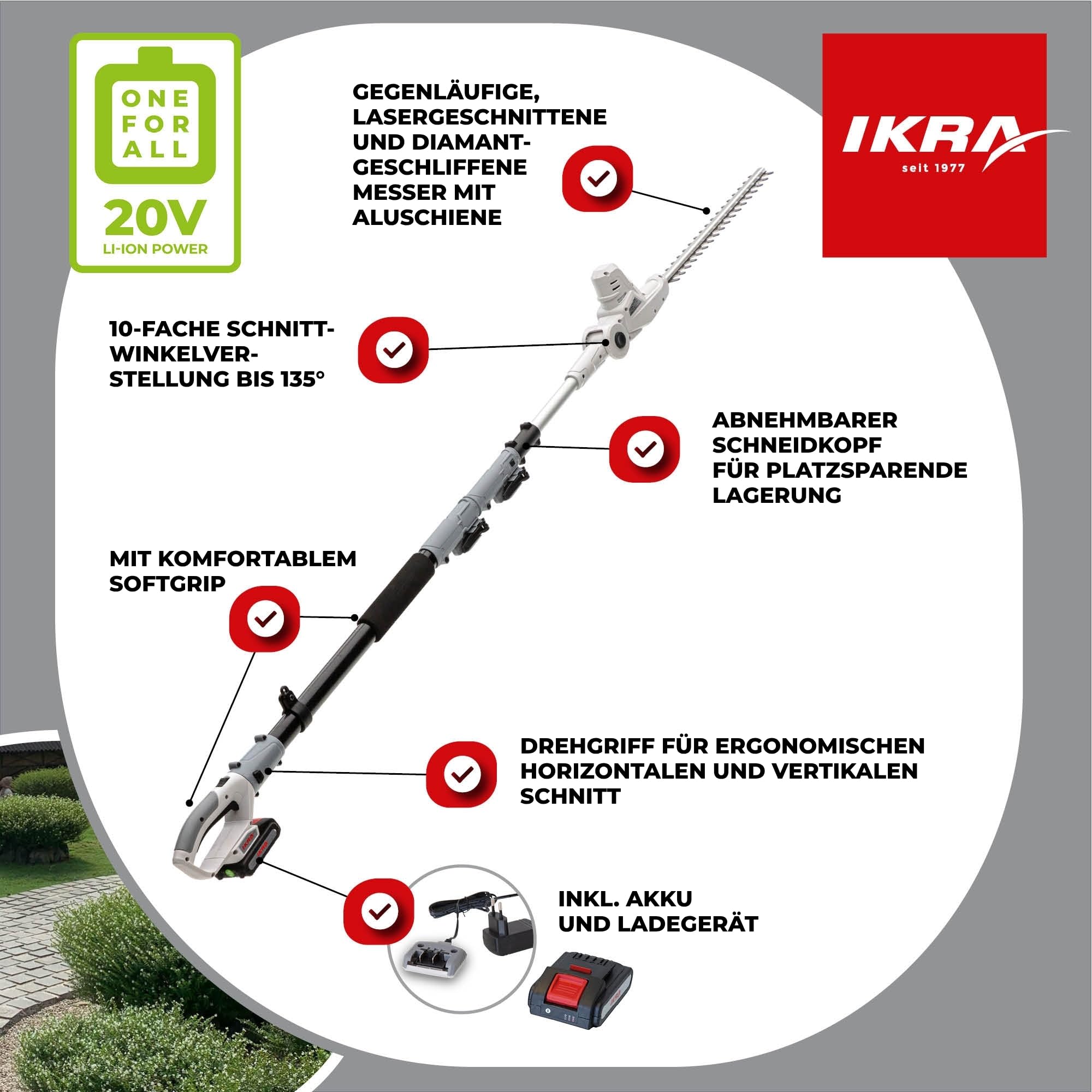ikra-icph-2040-akku-teleskop-heckenschere-40-cm-20v-inkl-akku image 6