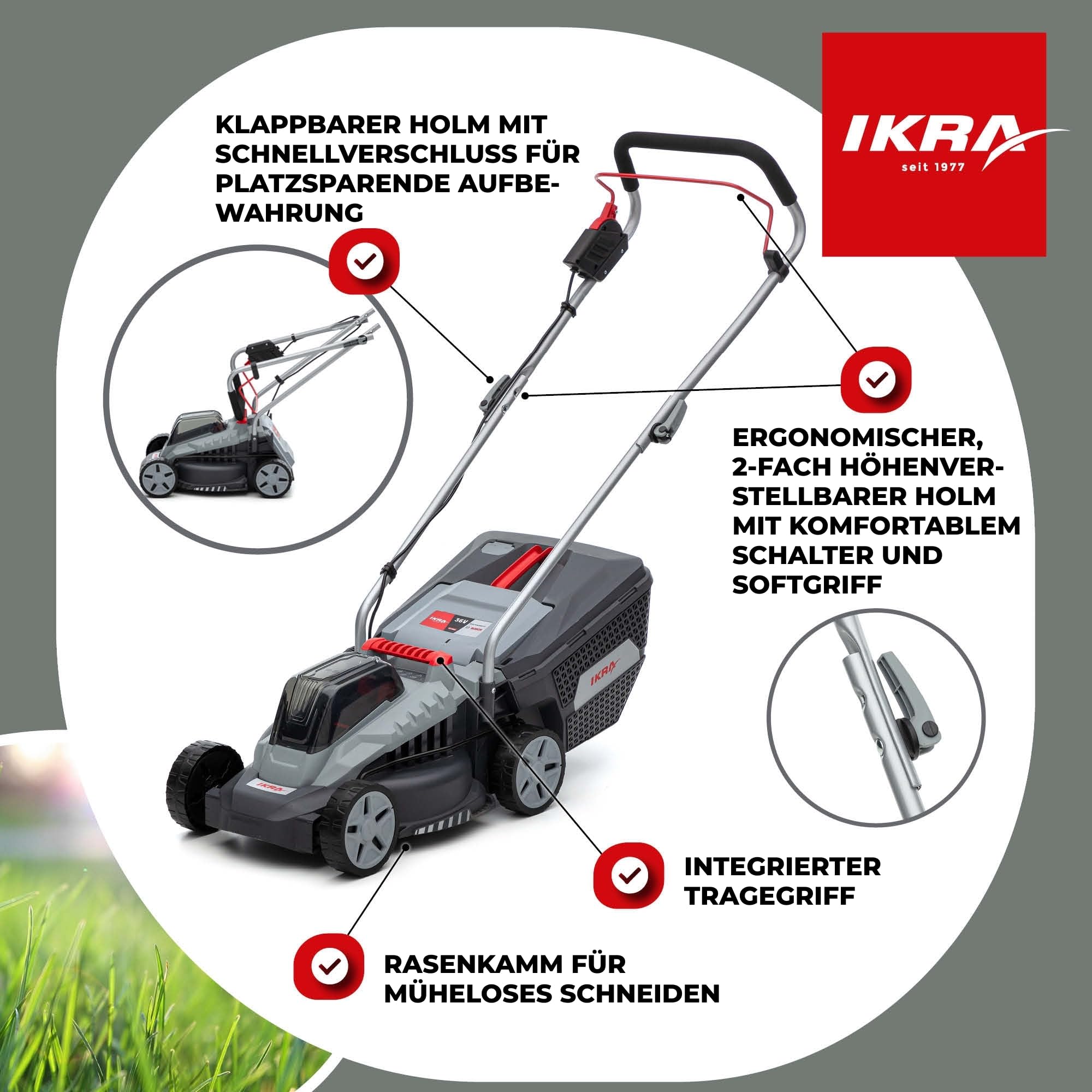 ikra-ib-lm-33-akku-rasenm-her-33-cm-ohne-36v-bosch-akku-und-ladeger-t image 5