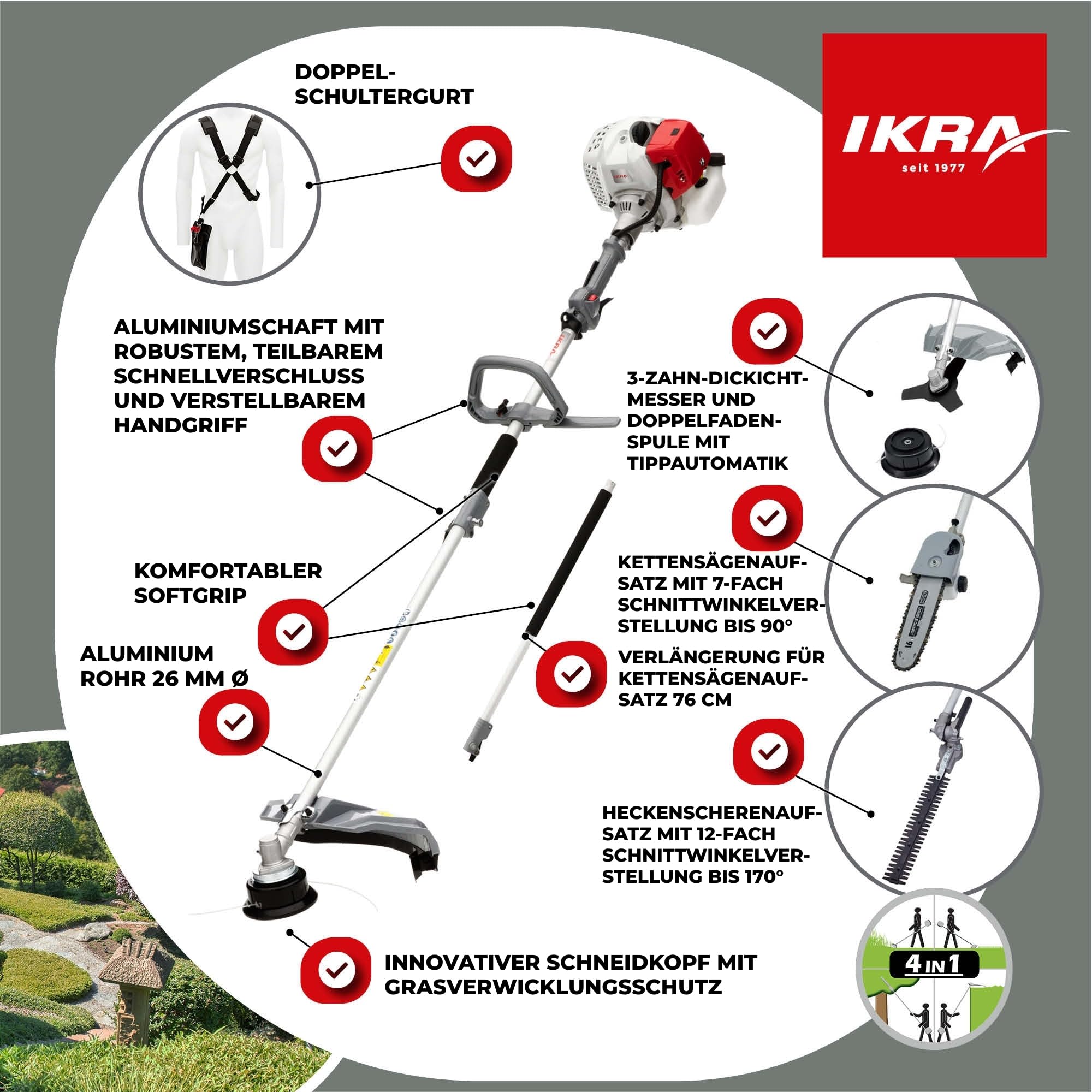 ikra-ibkh-33-1-benzin-multitool-4in1-garten-multifunktionswerkzeug image 3