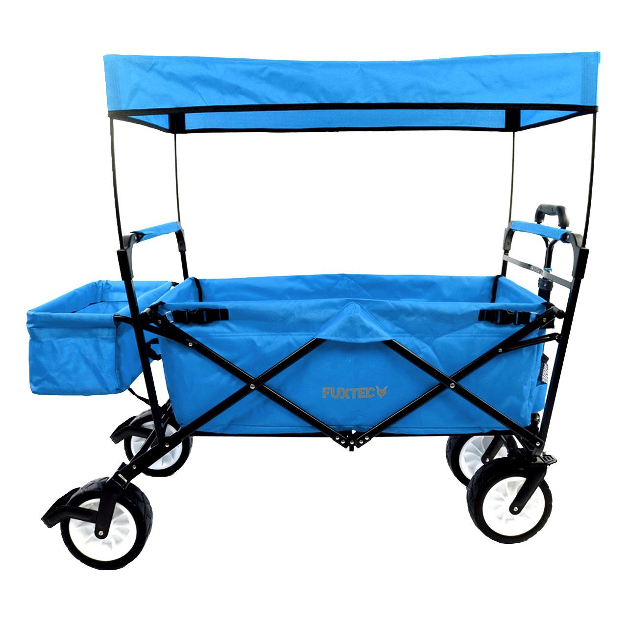 fuxtec-bollerwagen-jw-76ct-t-rkis-mit-sonnendach-b-ware-faltbarer-handwagen image 2