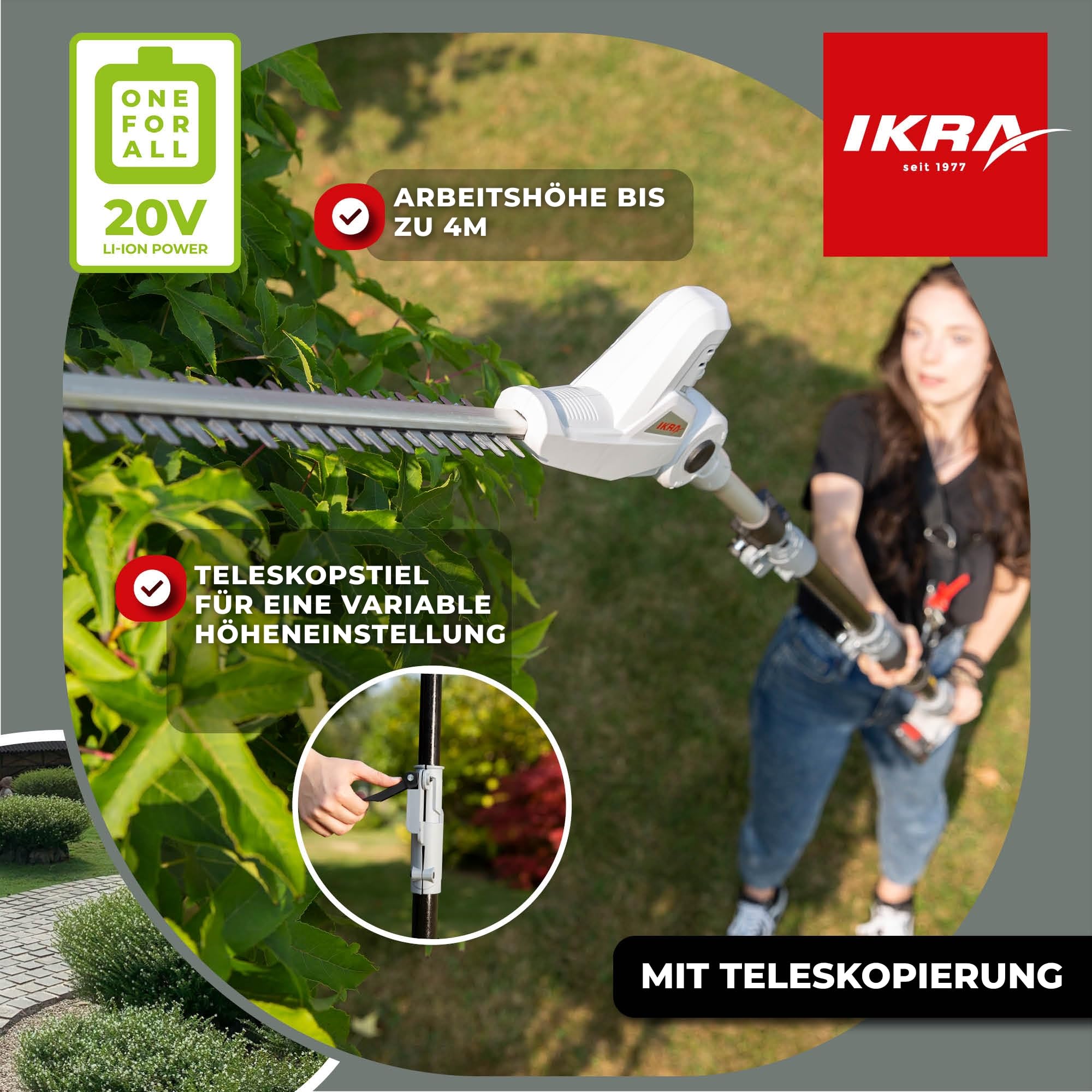 ikra-icph-2040-akku-teleskop-heckenschere-40-cm-20v-inkl-akku image 2