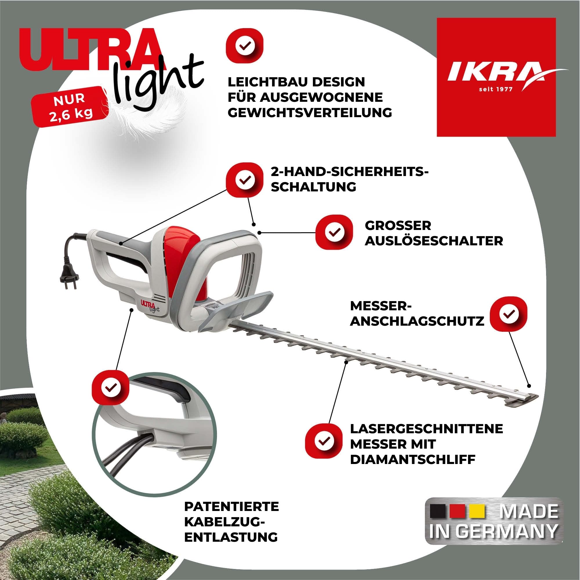 ikra-ultralight-fhs-1555-elektro-heckenschere-55-cm-schnittl-nge-2-6-kg-inkl-pfl image 3