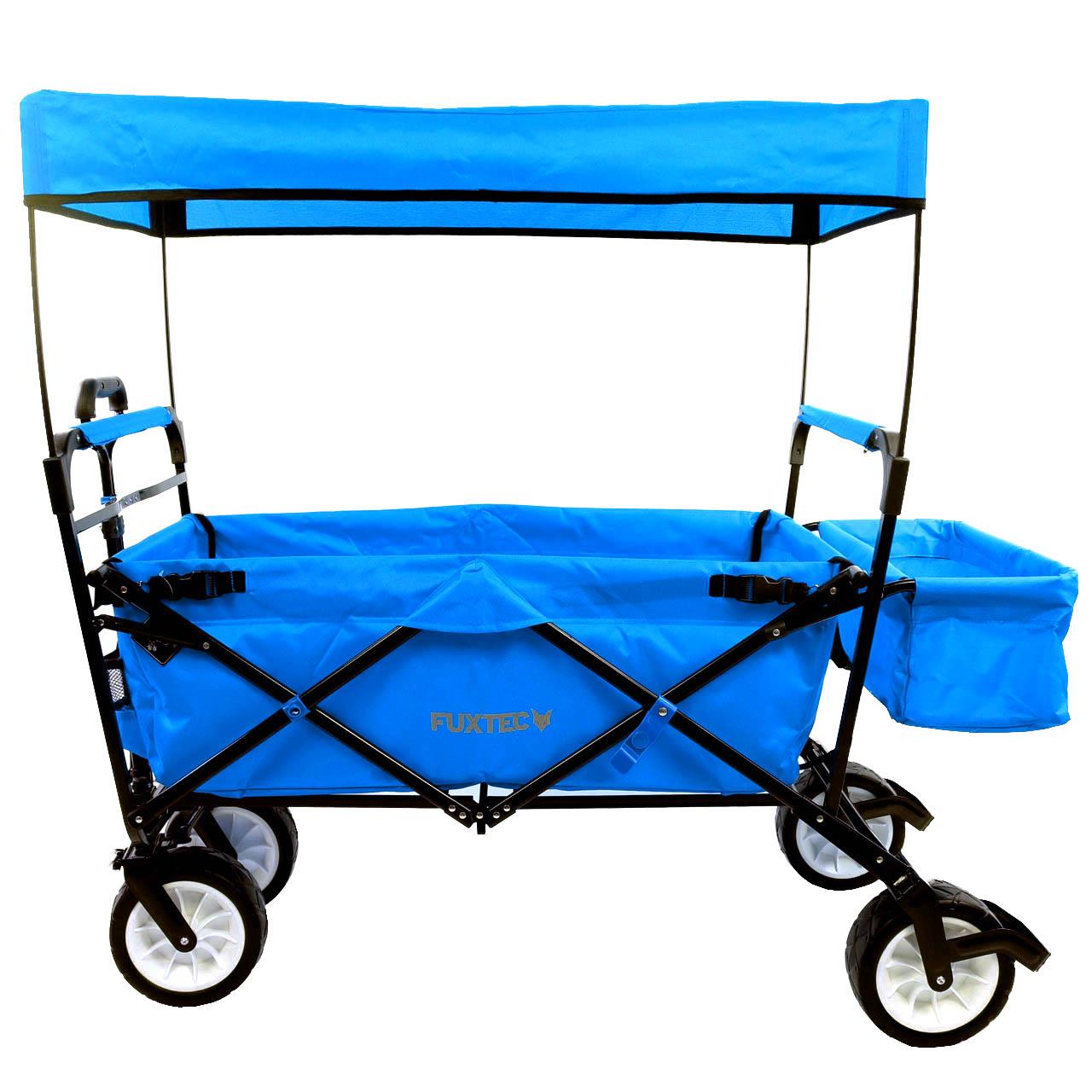 fuxtec-bollerwagen-jw-76ct-t-rkis-mit-sonnendach-b-ware-faltbarer-handwagen image 3