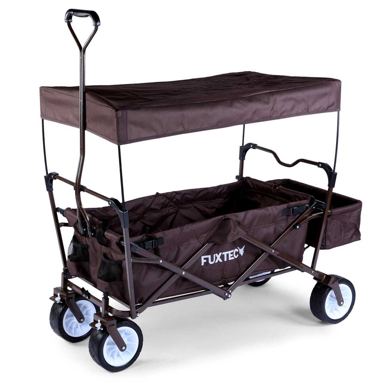 fuxtec-bollerwagen-fx-bw100-schokobraun-faltbar-bis-75-kg-b-ware image 1