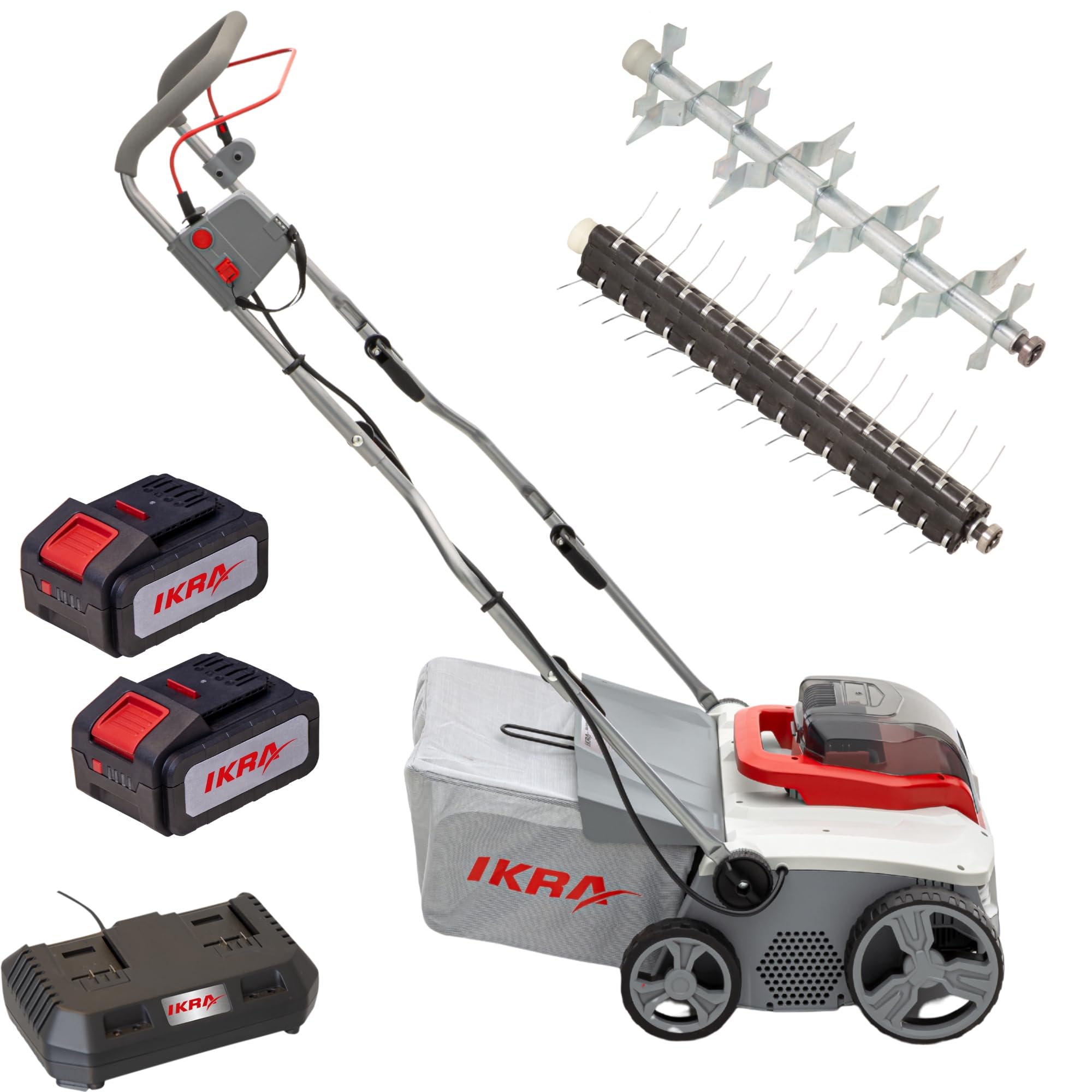 ikra-iavl-2-2040-3in1-akku-vertikutierer-rasenl-fter-40v-40-cm-inkl-2x-4-0ah-akk image 1