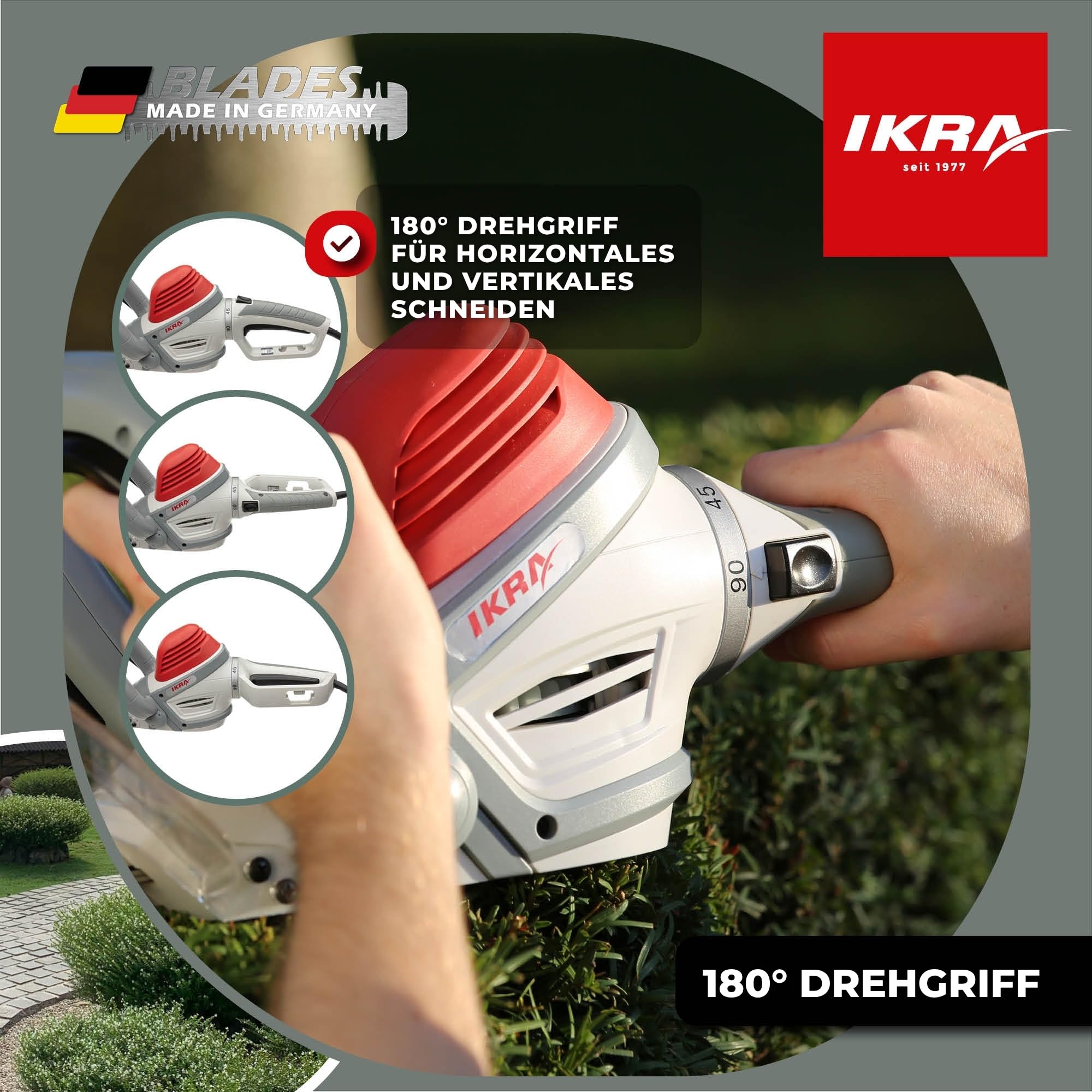 ikra-elektro-heckenschere-ihs-650-55-cm-schwert-22-mm-schnitt-180-drehgriff image 3