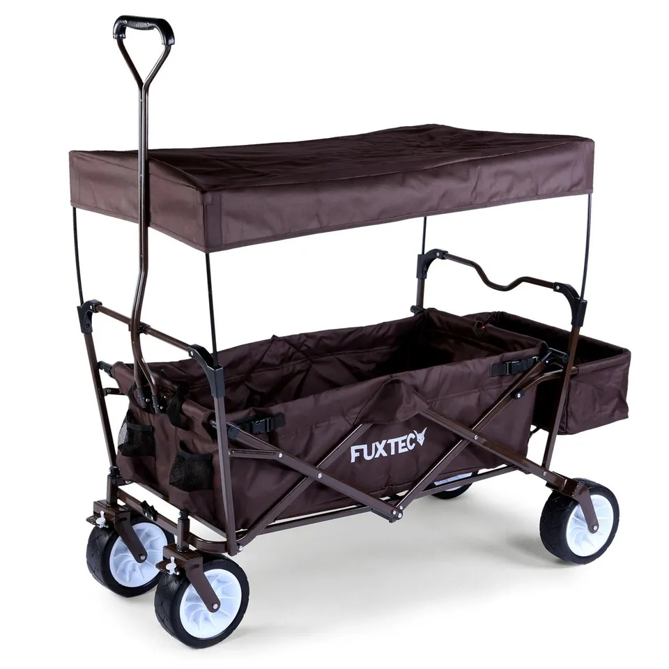 fuxtec-bollerwagen-fx-bw100-schokobraun-faltbar-bis-75-kg-b-ware image 1