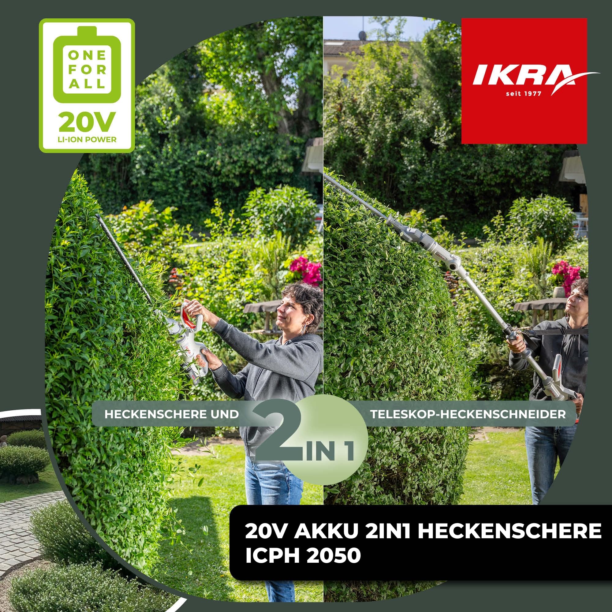 ikra-icph-2050-2in1-teleskop-heckenschere-20v-mit-2-akkus-und-schnelllader image 2