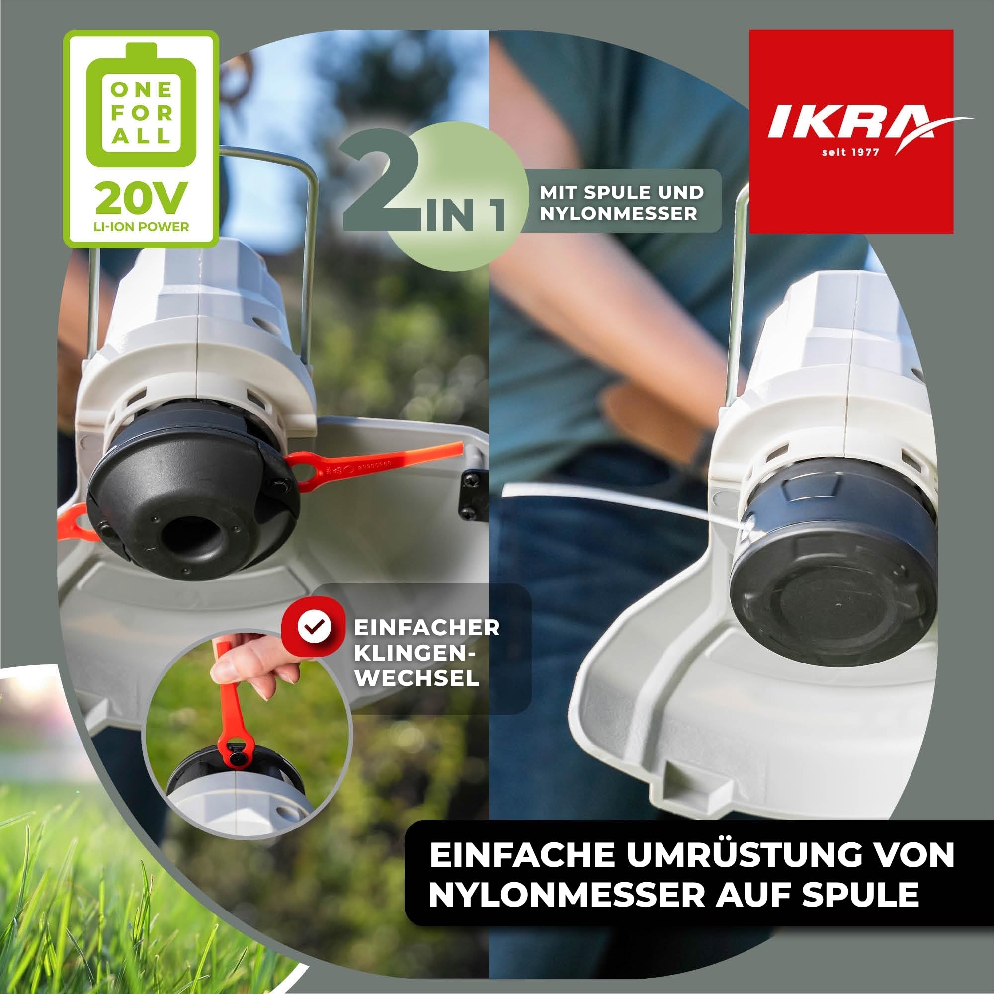 ikra-iart-2025-2in1-akku-rasentrimmer-20v-inkl-akku-ladeger-t-fadenspule-20-nylo image 2