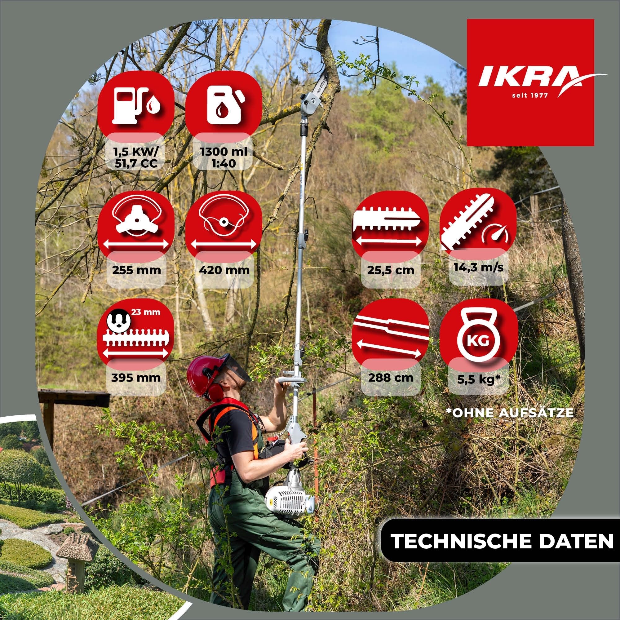 ikra-ibkh-52-1-benzin-multitool-4in1-rasentrimmer-freischneider-heckenschere-hoc image 5