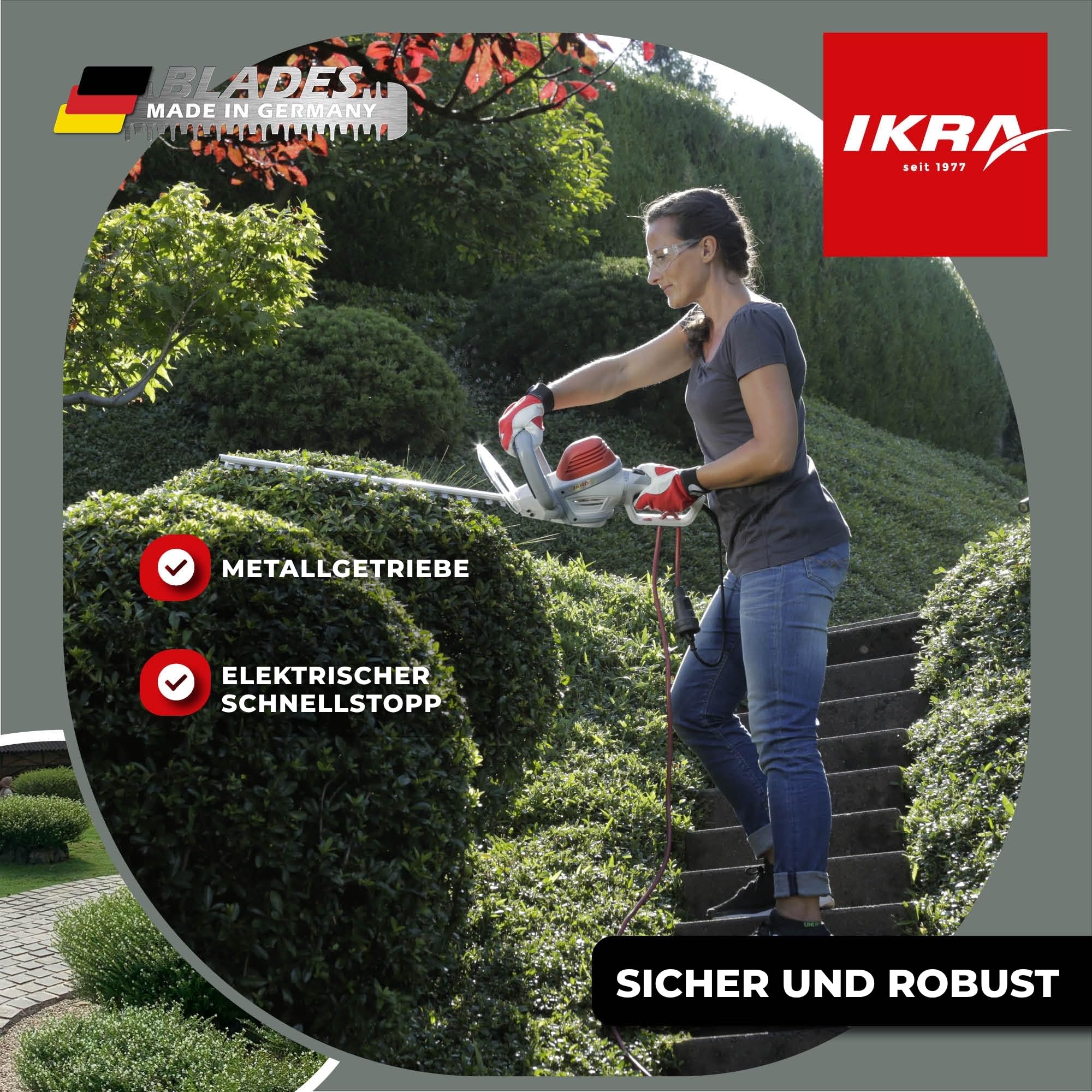 ikra-elektro-heckenschere-ihs-650-55-cm-schwert-22-mm-schnitt-180-drehgriff image 4