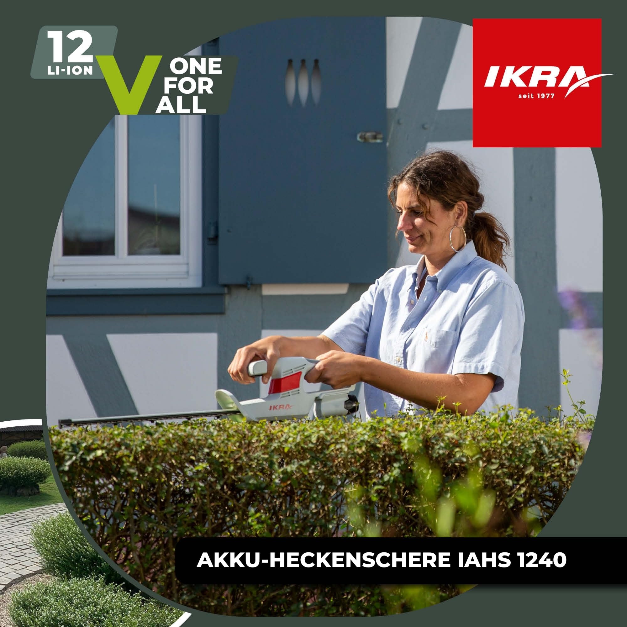 ikra-iahs-1240-akku-heckenschere-12-v-inkl-akku-ladeger-t-brille image 2