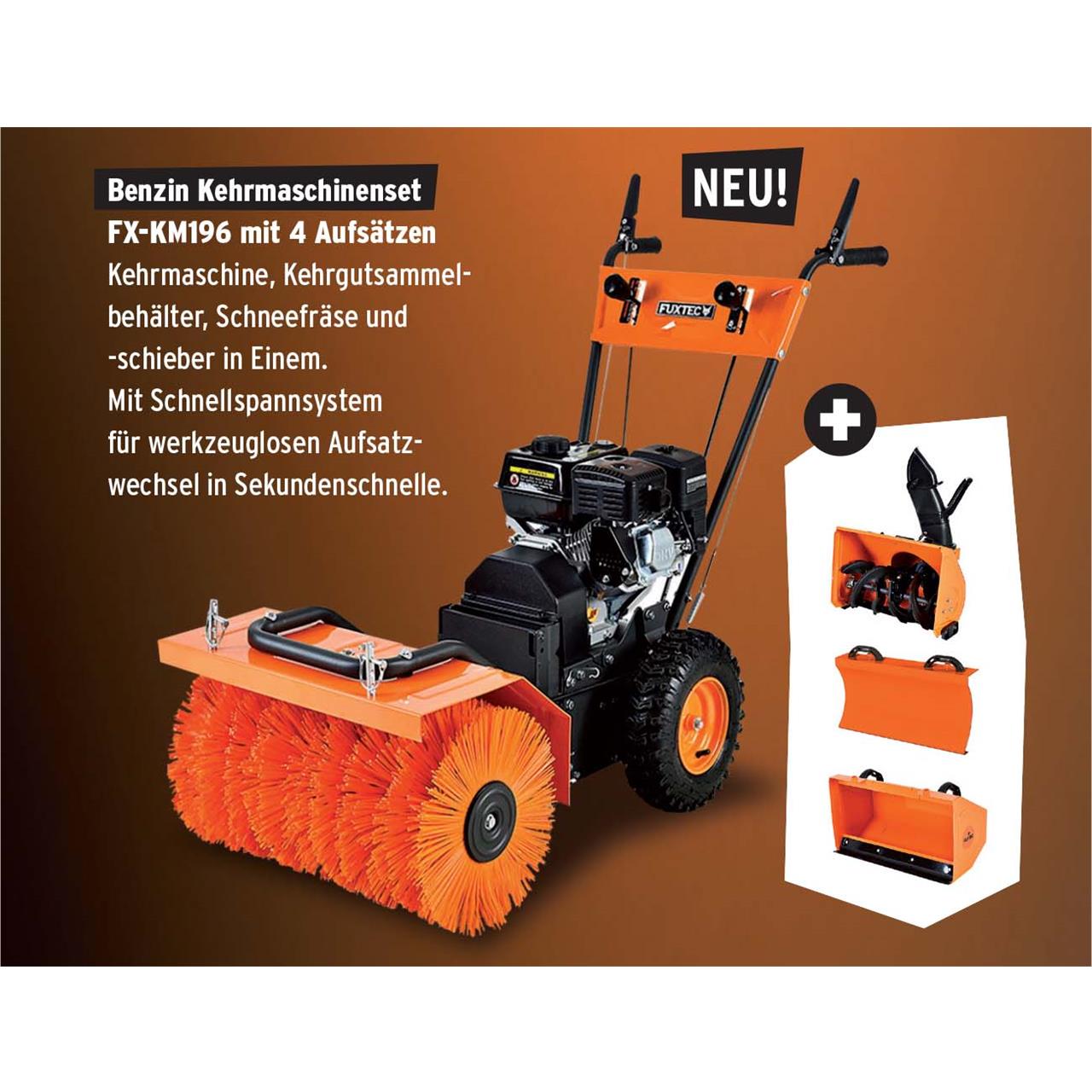 fuxtec-benzin-kehrmaschine-fx-km196-set1-mit-schneefr-se-schneeschild-und-sammel image 3