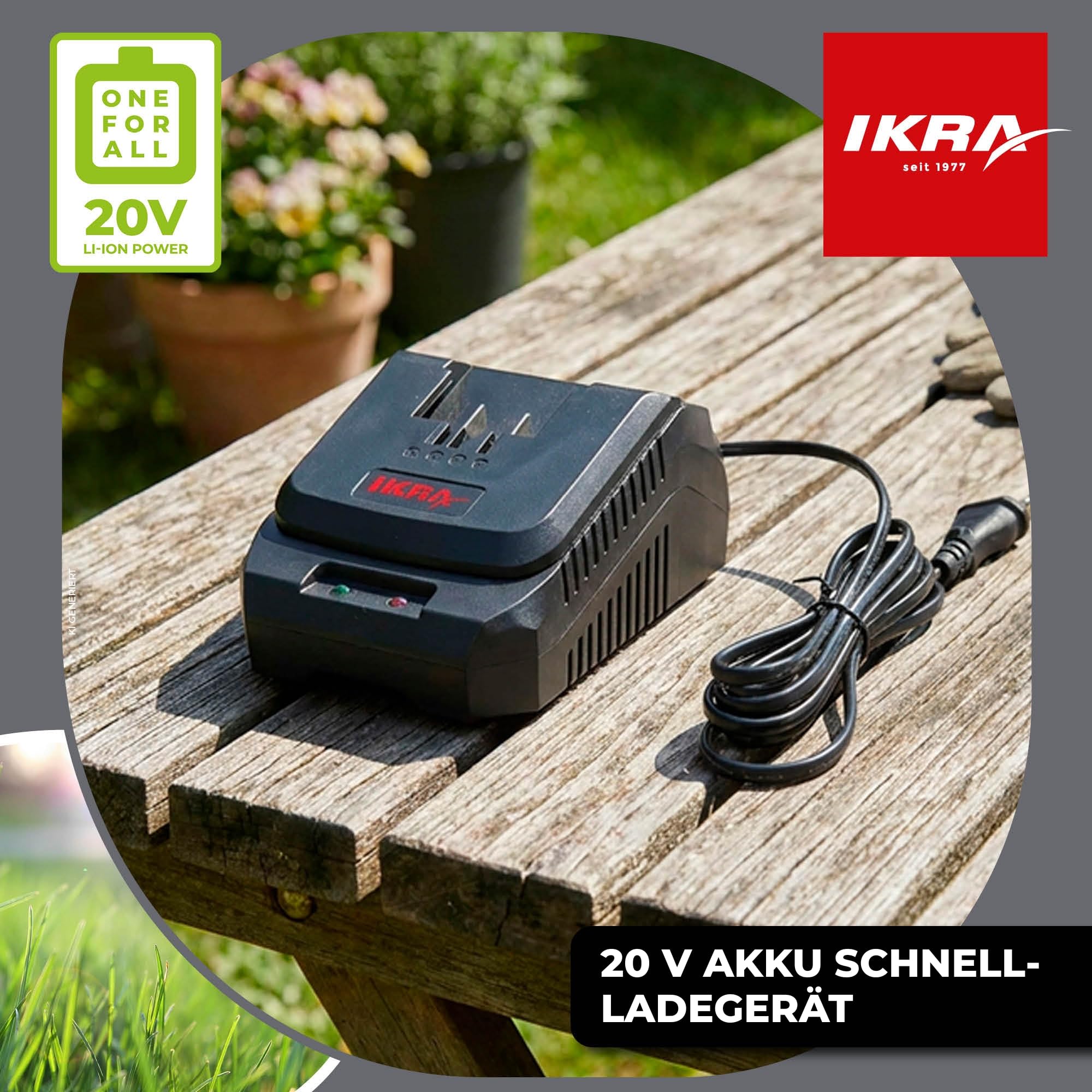 ikra-20v-akku-schnell-ladeger-t-ladestation-mit-led-anzeige image 2