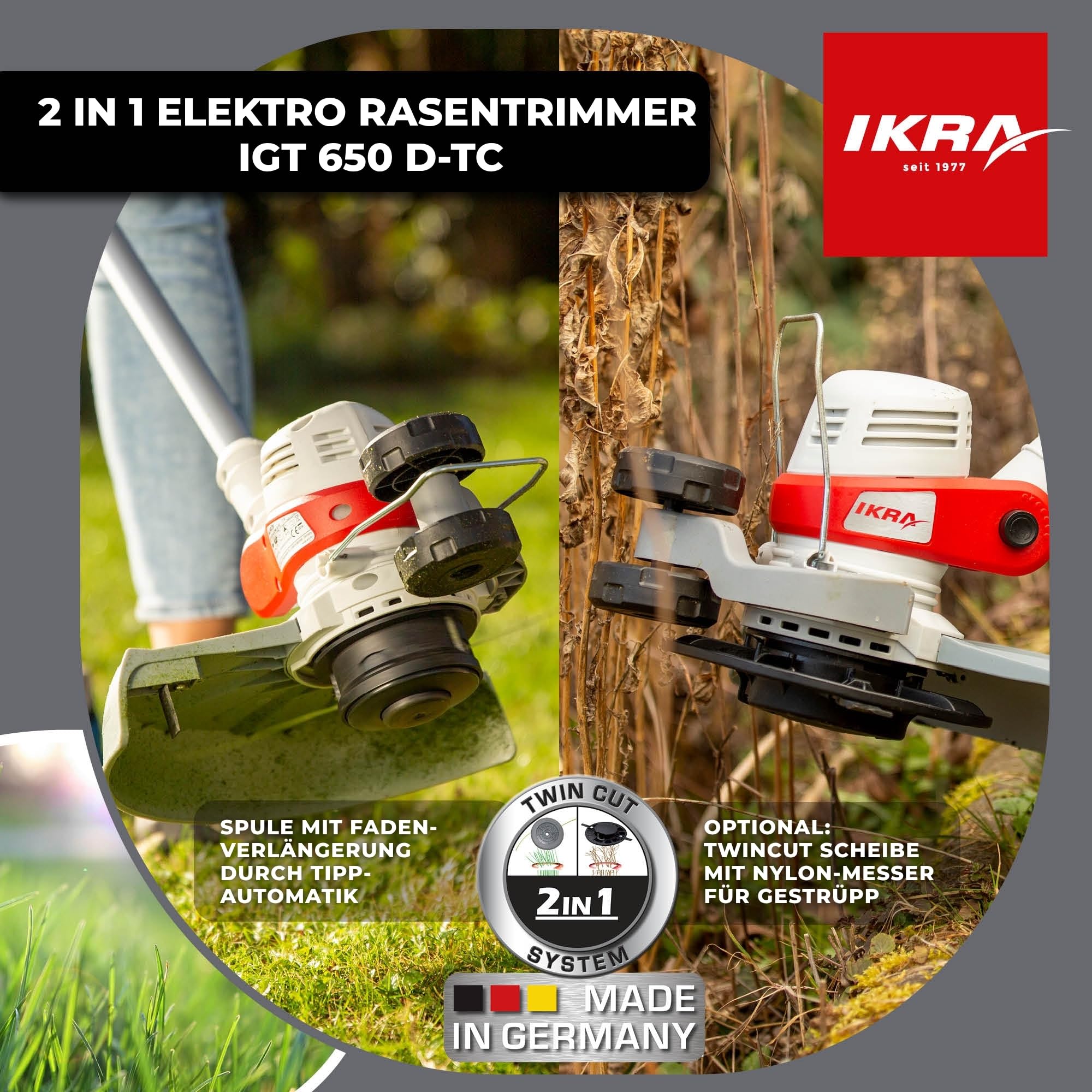 ikra-elektro-rasentrimmer-igt-650-d-tc-650-w-30-cm-schnittbreite-twincut-system- image 3