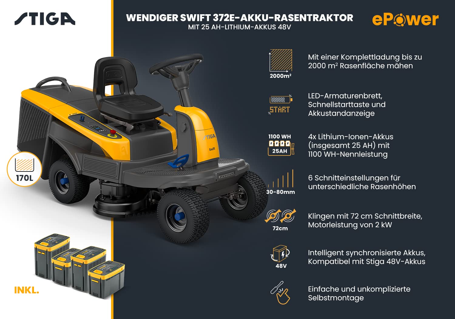 stiga-swift-akku-rasentraktor-48v-epower-72-cm-schnittbreite image 2