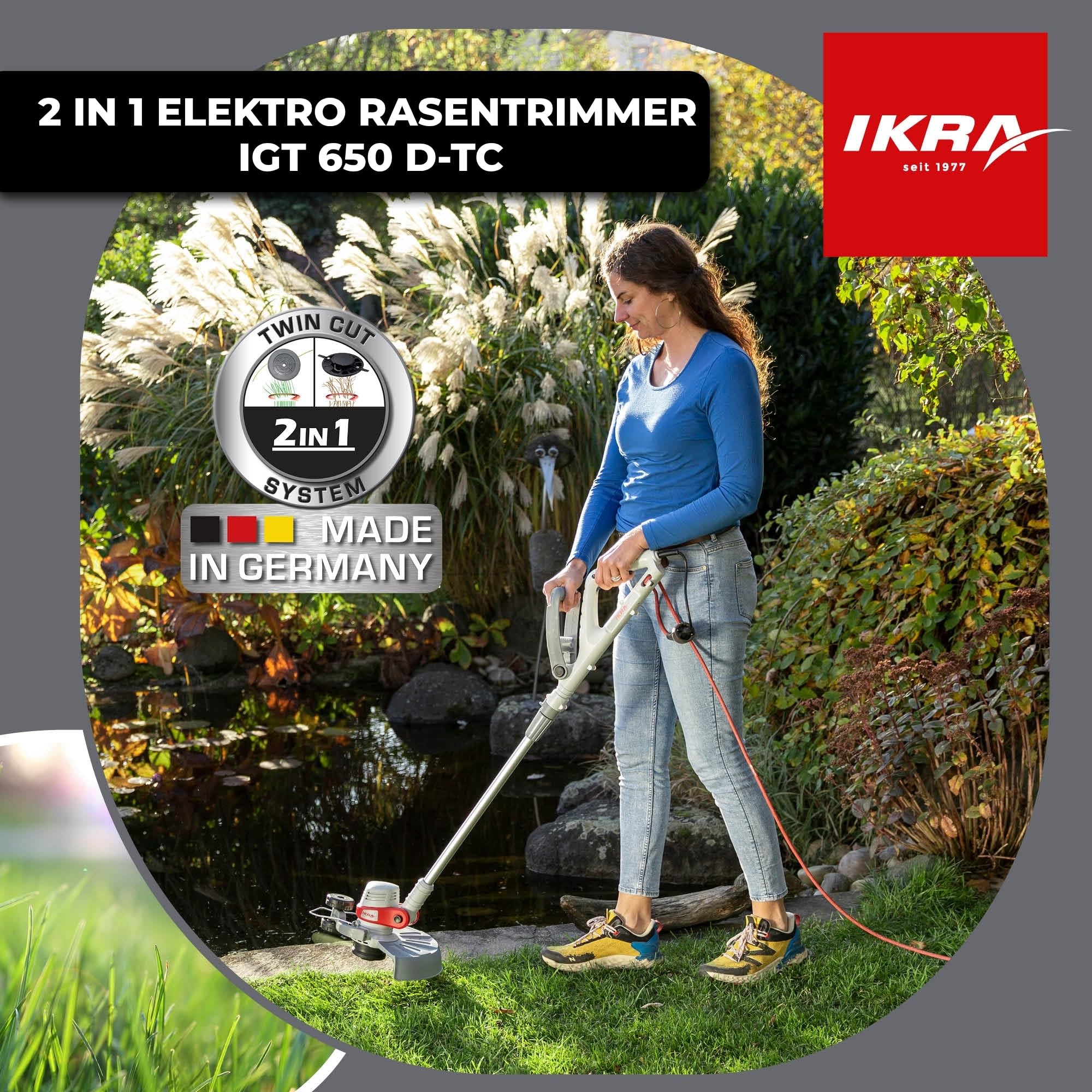 ikra-elektro-rasentrimmer-igt-650-d-tc-650-w-30-cm-schnittbreite-twincut-system- image 2