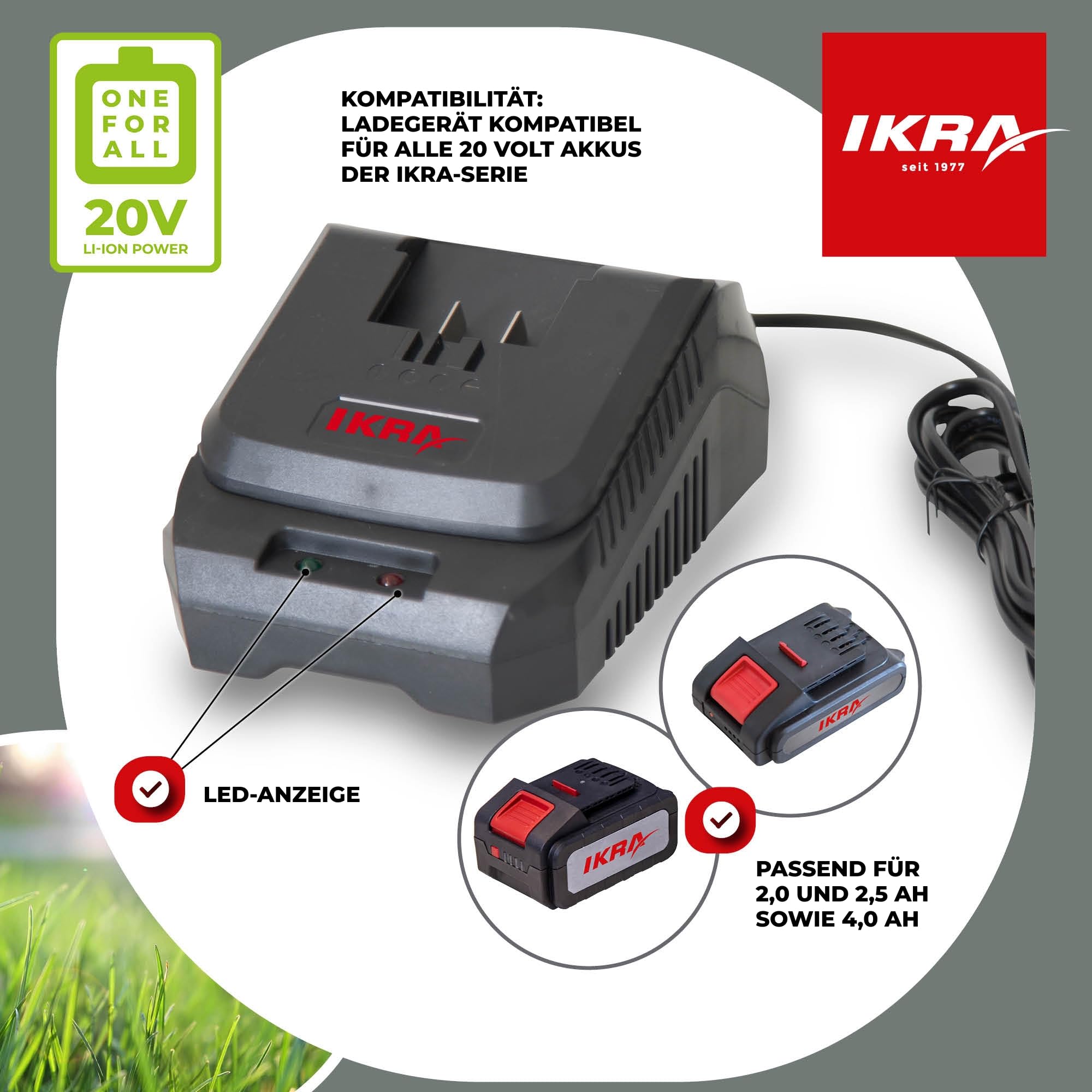 ikra-20v-akku-schnell-ladeger-t-ladestation-mit-led-anzeige image 6