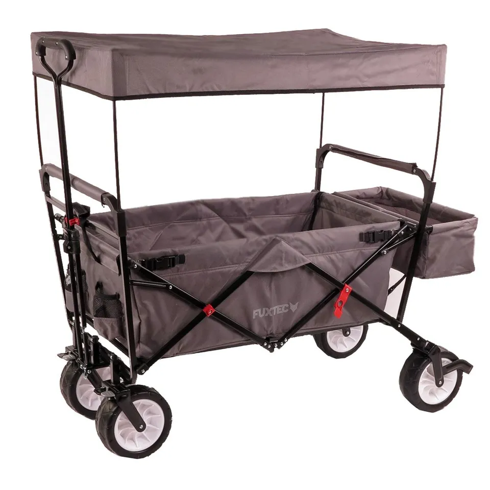 fuxtec-bollerwagen-jw-76cg-grau-mit-sonnendach-b-ware-faltbar image 1