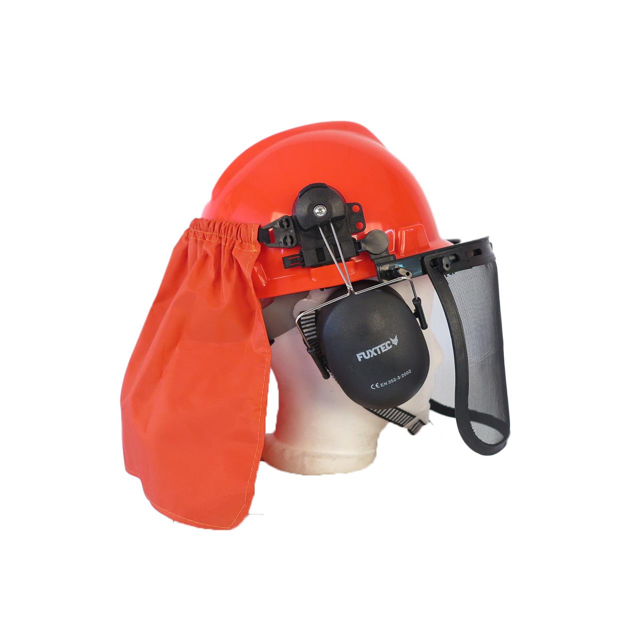 fuxtec-forstschutzhelm-mit-nackenschutz-b-ware-mit-visier-und-geh-rschutz image 2